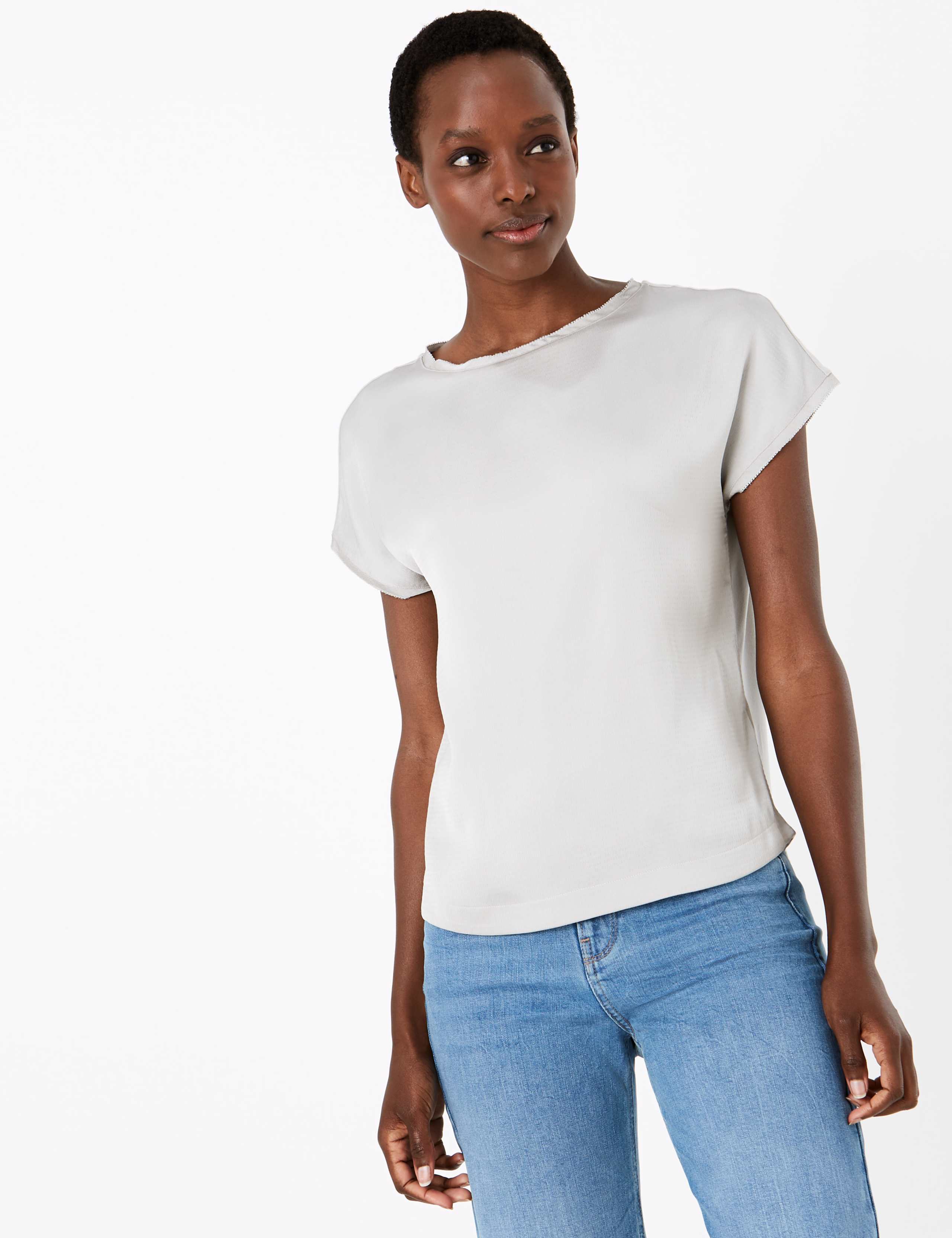Slash Neck Straight Fit Blouse 1 of 3