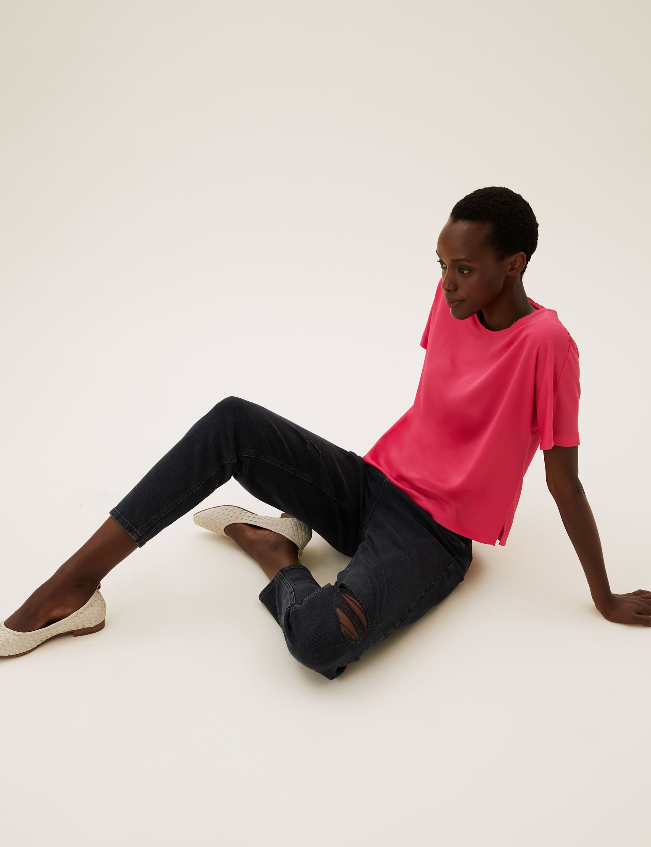 Satin Crew Neck Regular Fit Top 1 of 5