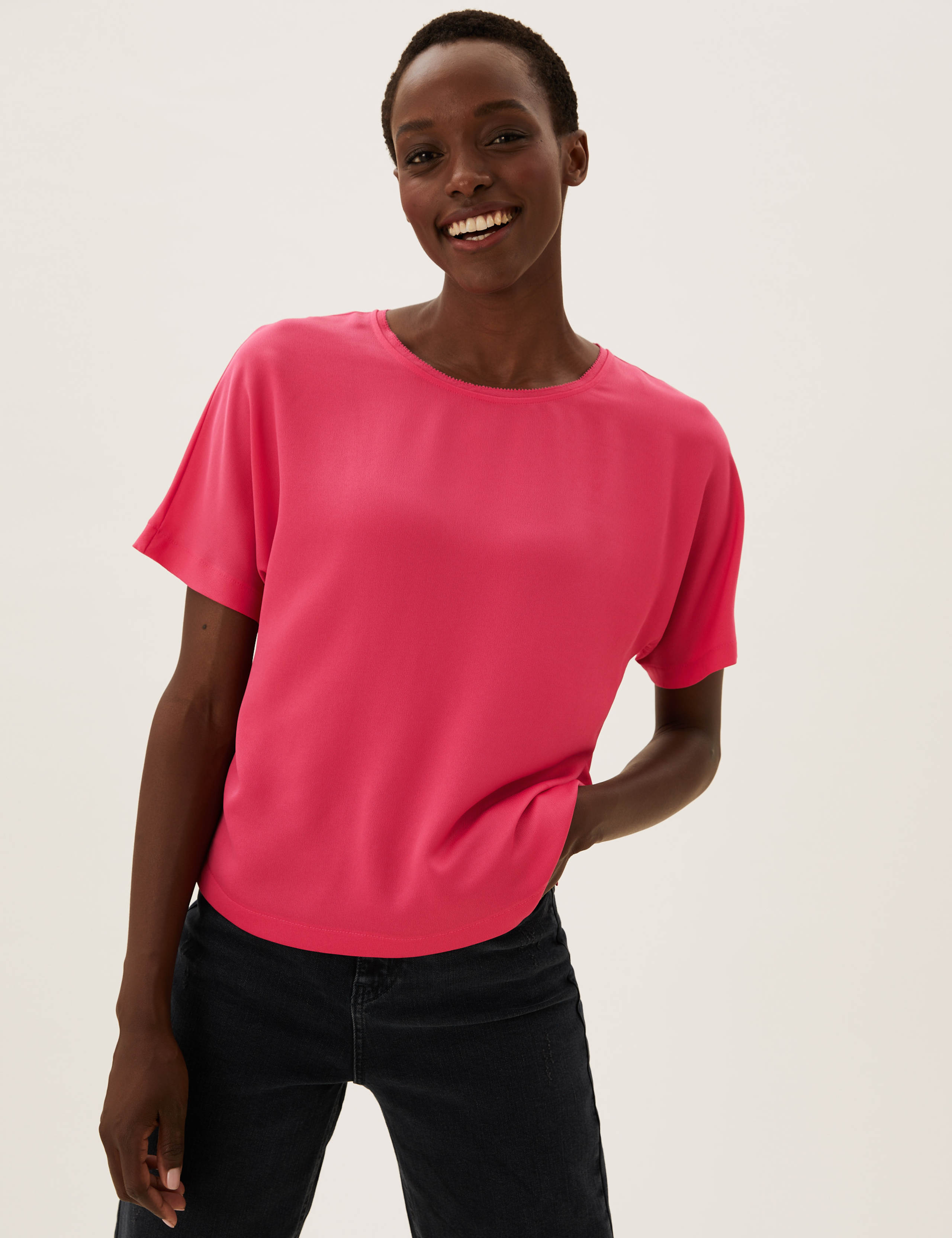 Satin Crew Neck Regular Fit Top 3 of 5