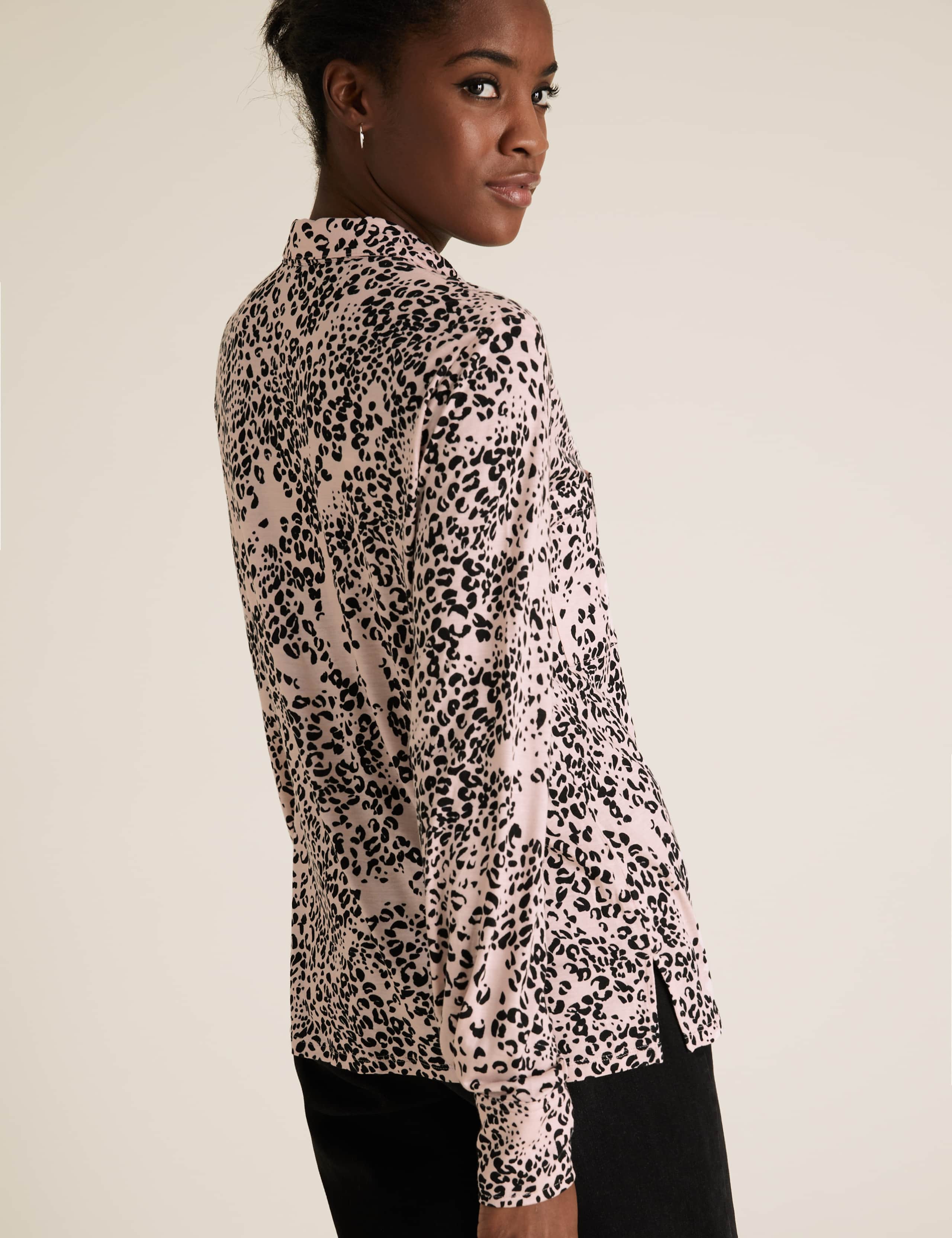 Jersey Animal Print Collared Top 4 of 6