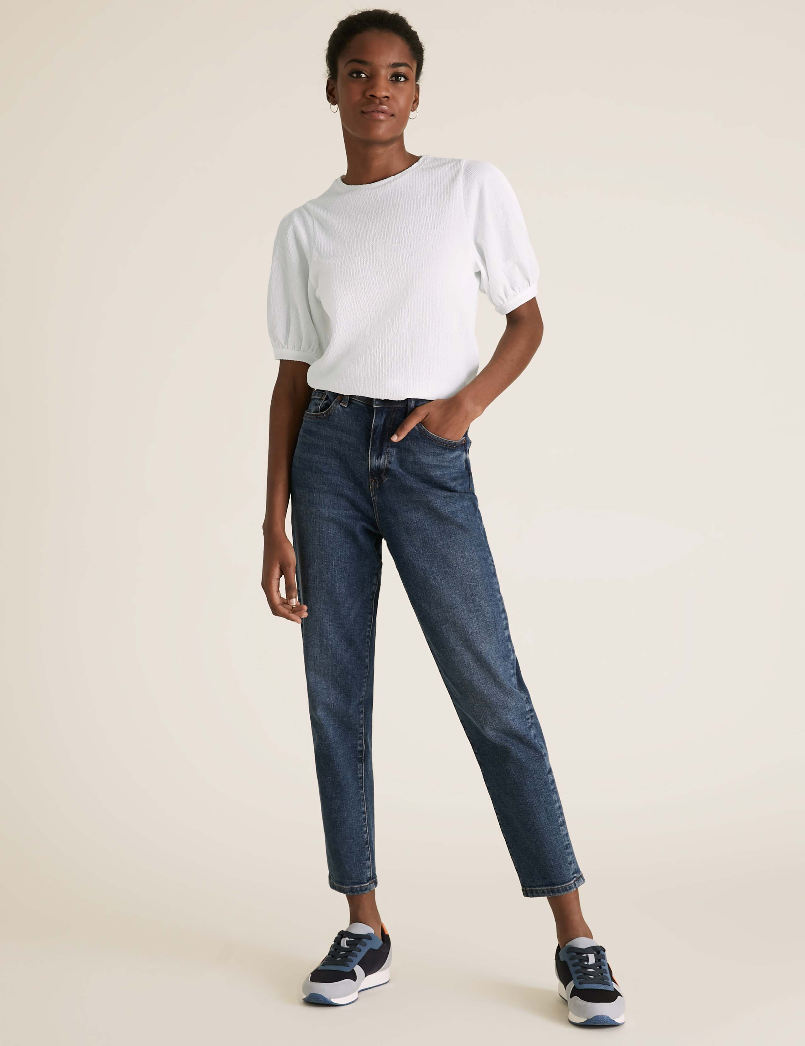 Textured Crew Neck Puff Sleeve Top 3 of 4