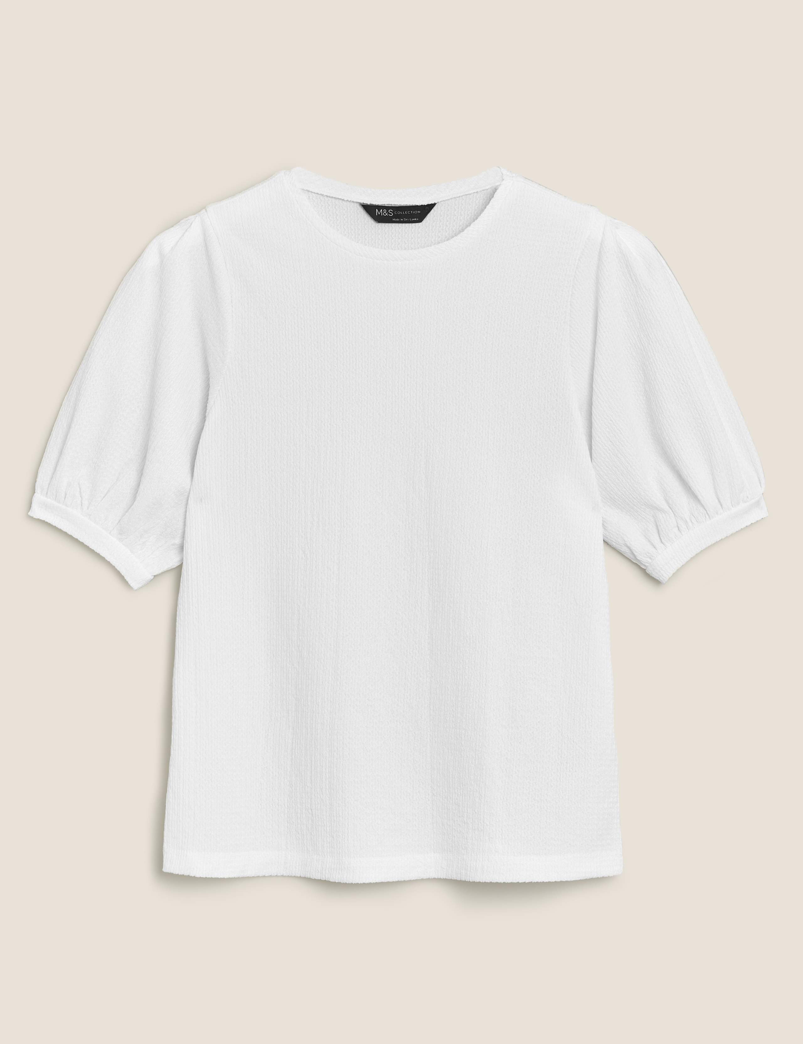 Textured Crew Neck Puff Sleeve Top 2 of 4