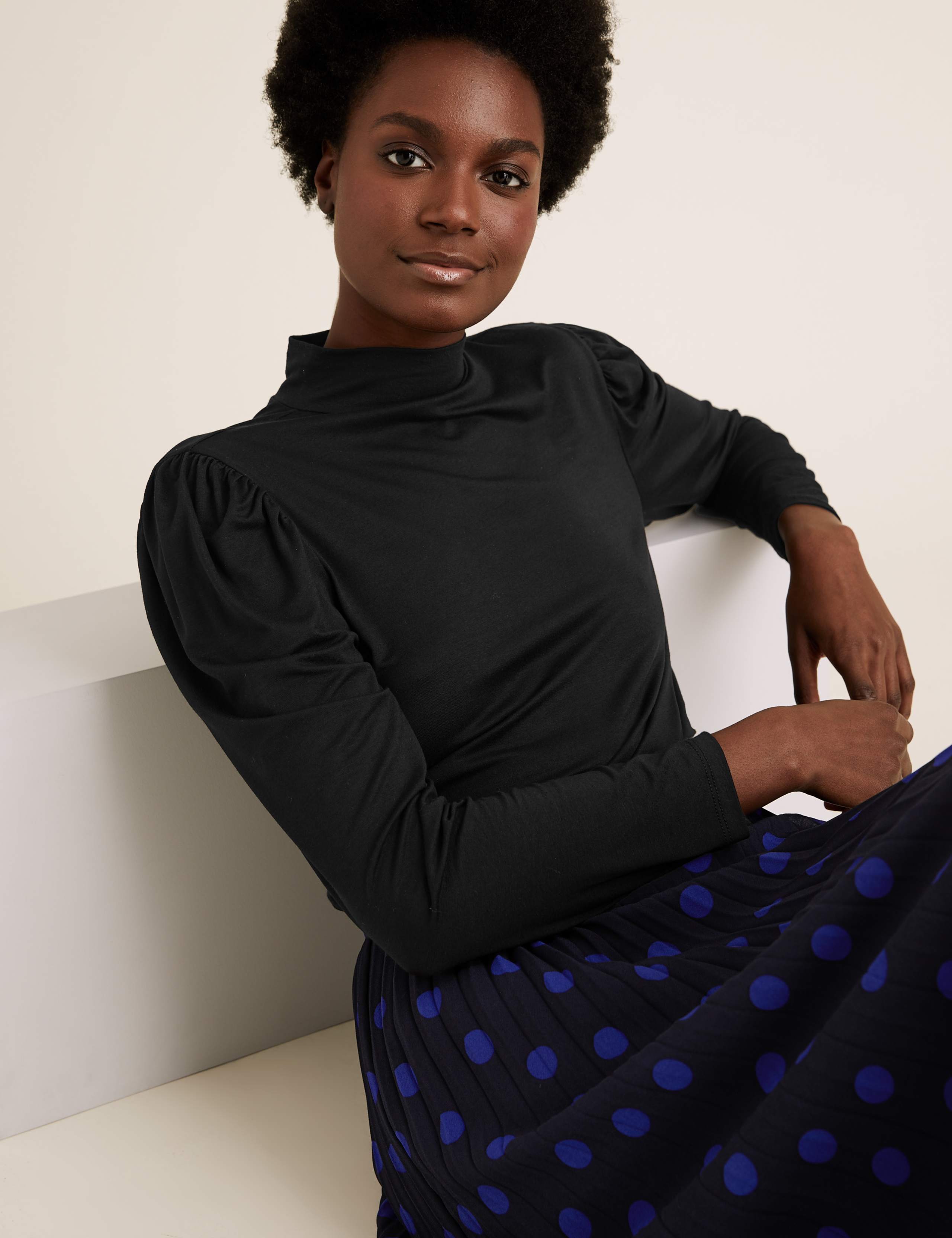 Funnel Neck Fitted Long Sleeve Top 1 of 5