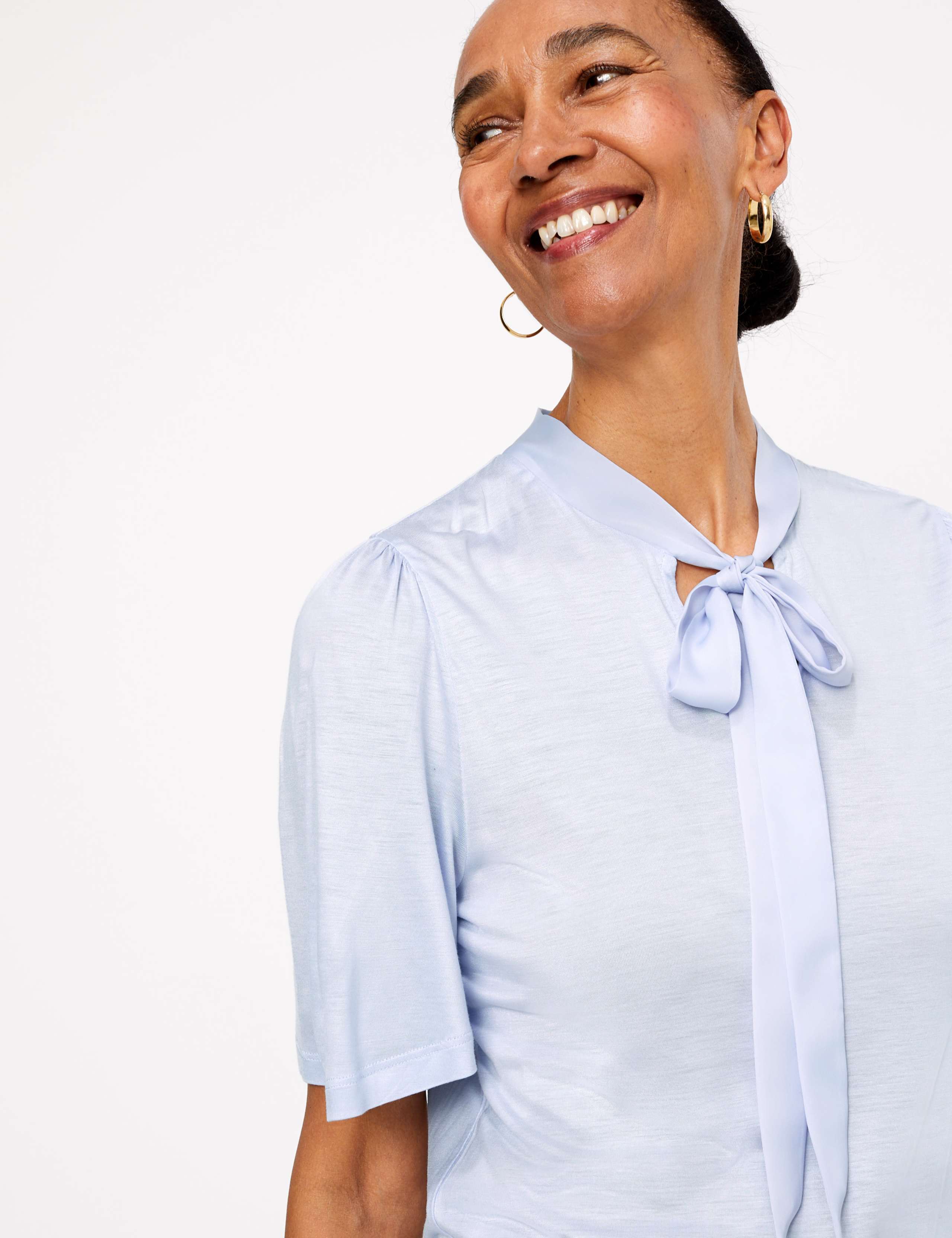 Tie Neck Short Sleeve Blouse 1 of 4