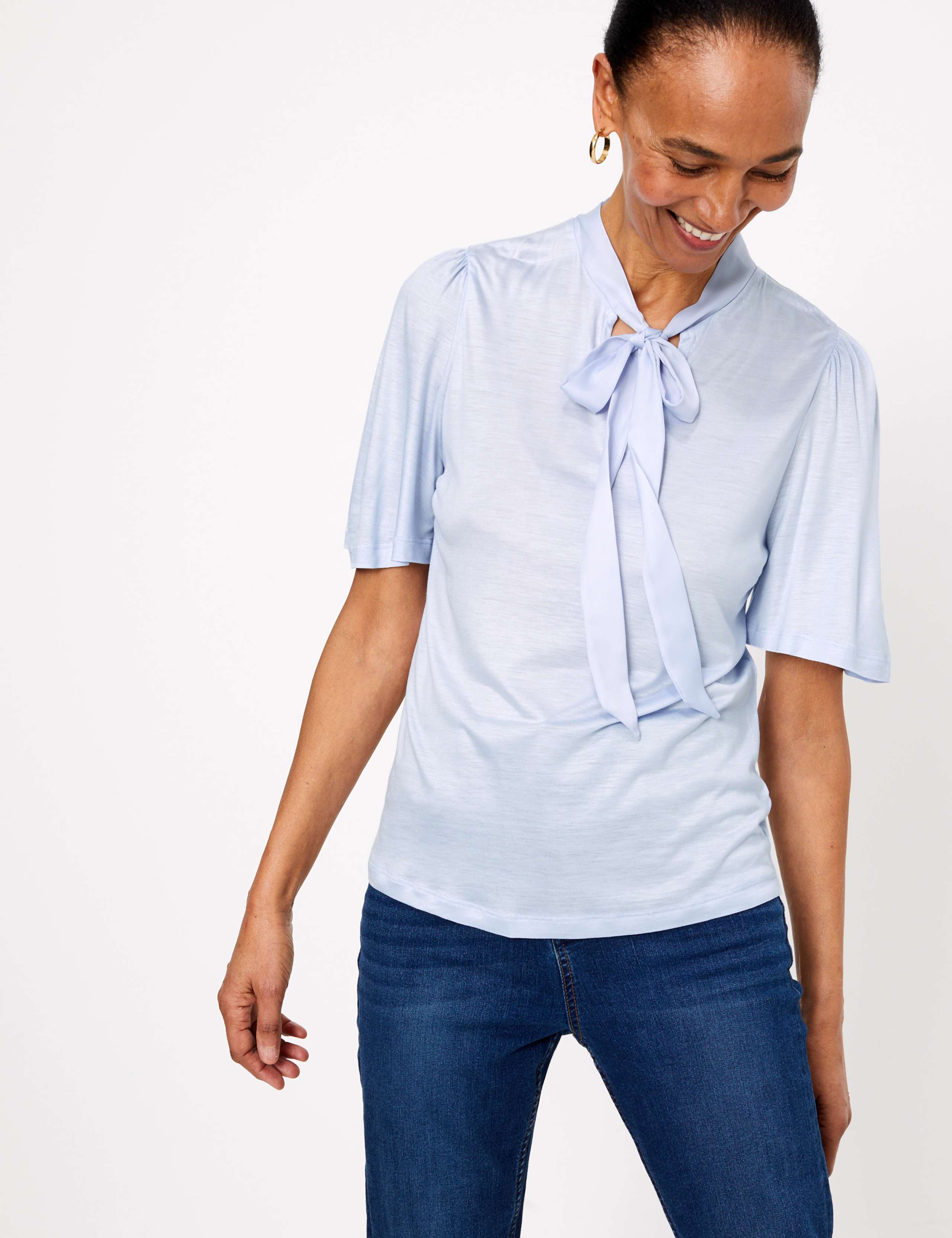 Tie Neck Short Sleeve Blouse 3 of 4