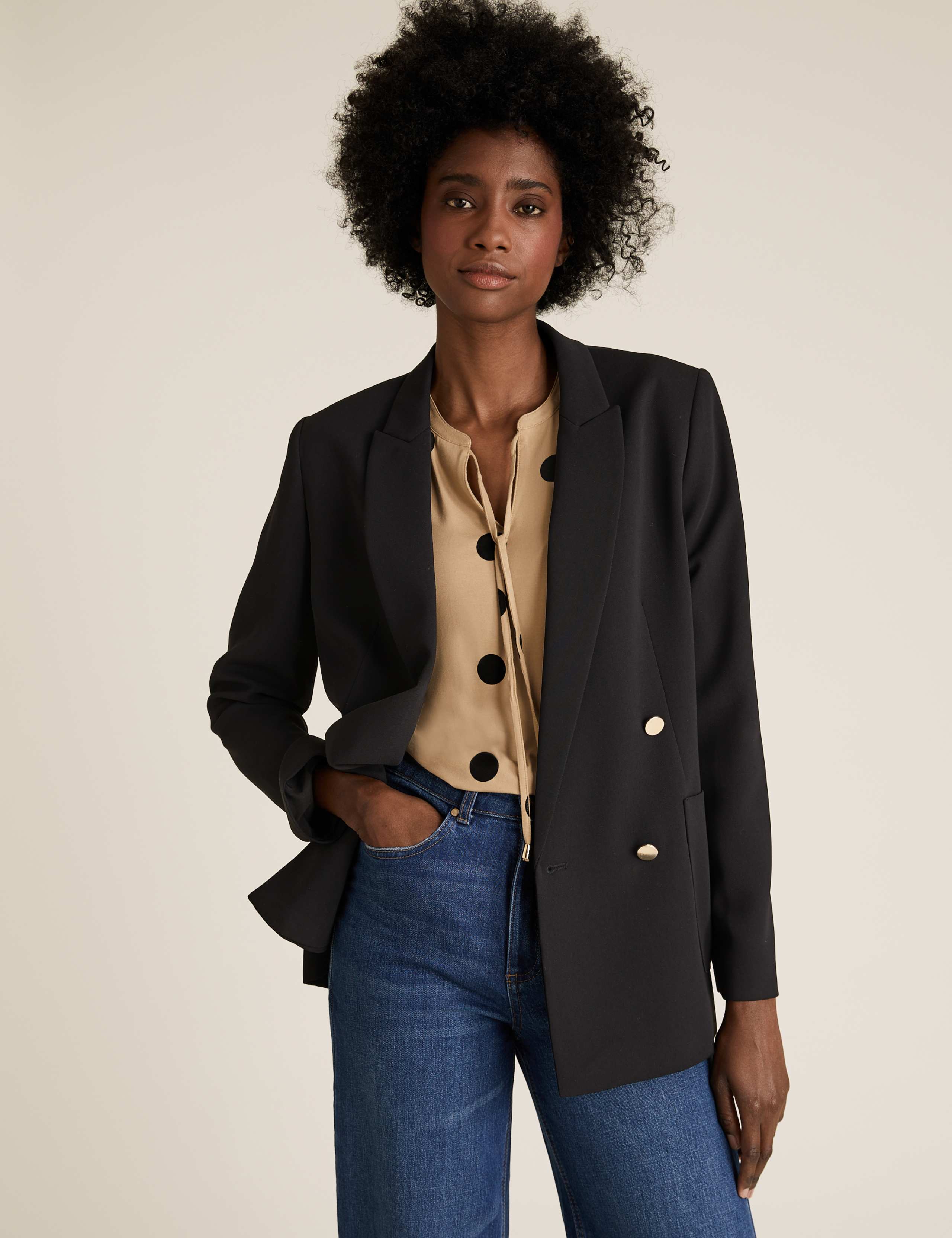 Jersey Polka Dot Tie Neck Relaxed Top 3 of 5