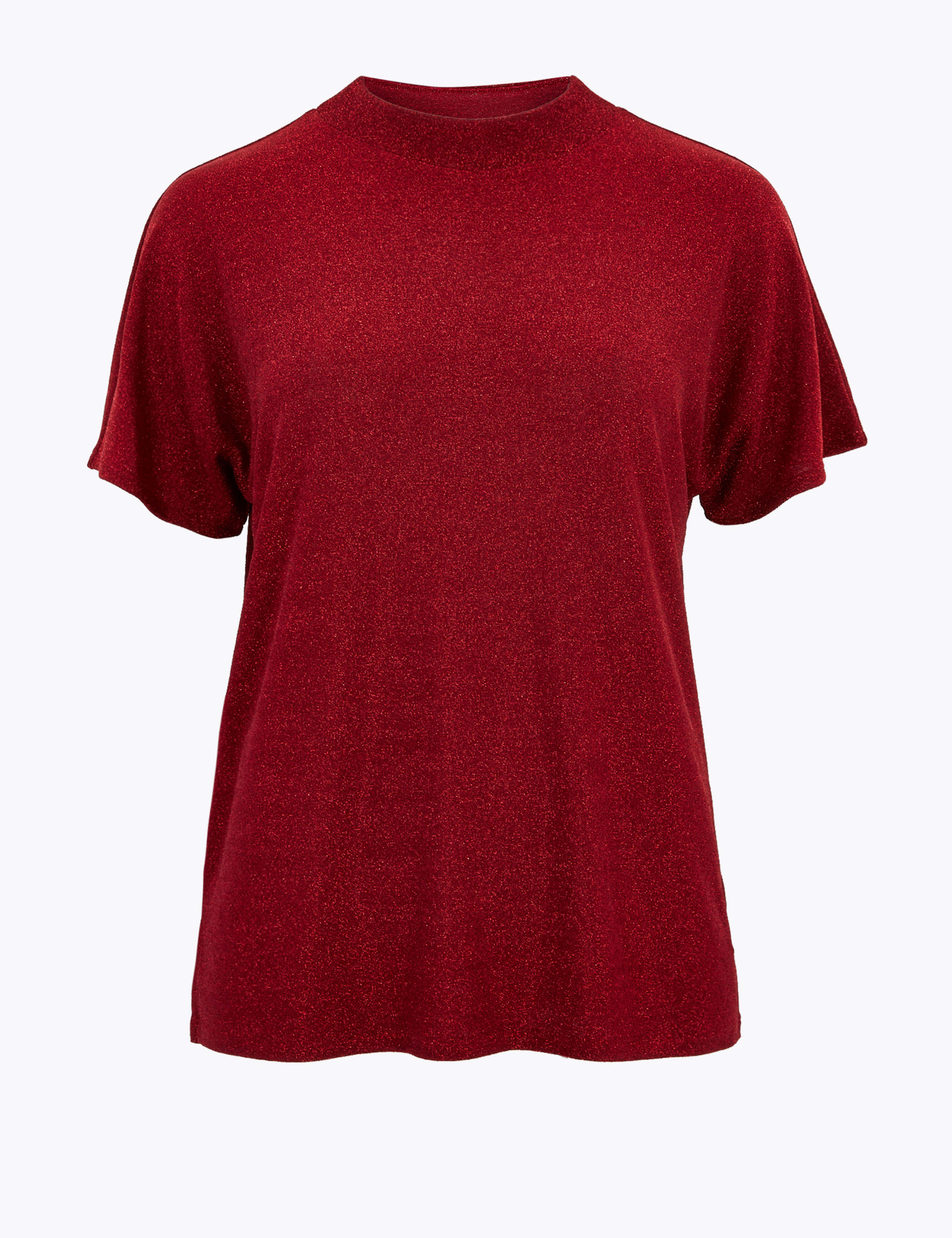 Shimmer High Neck Relaxed Short Sleeve Top 2 of 5