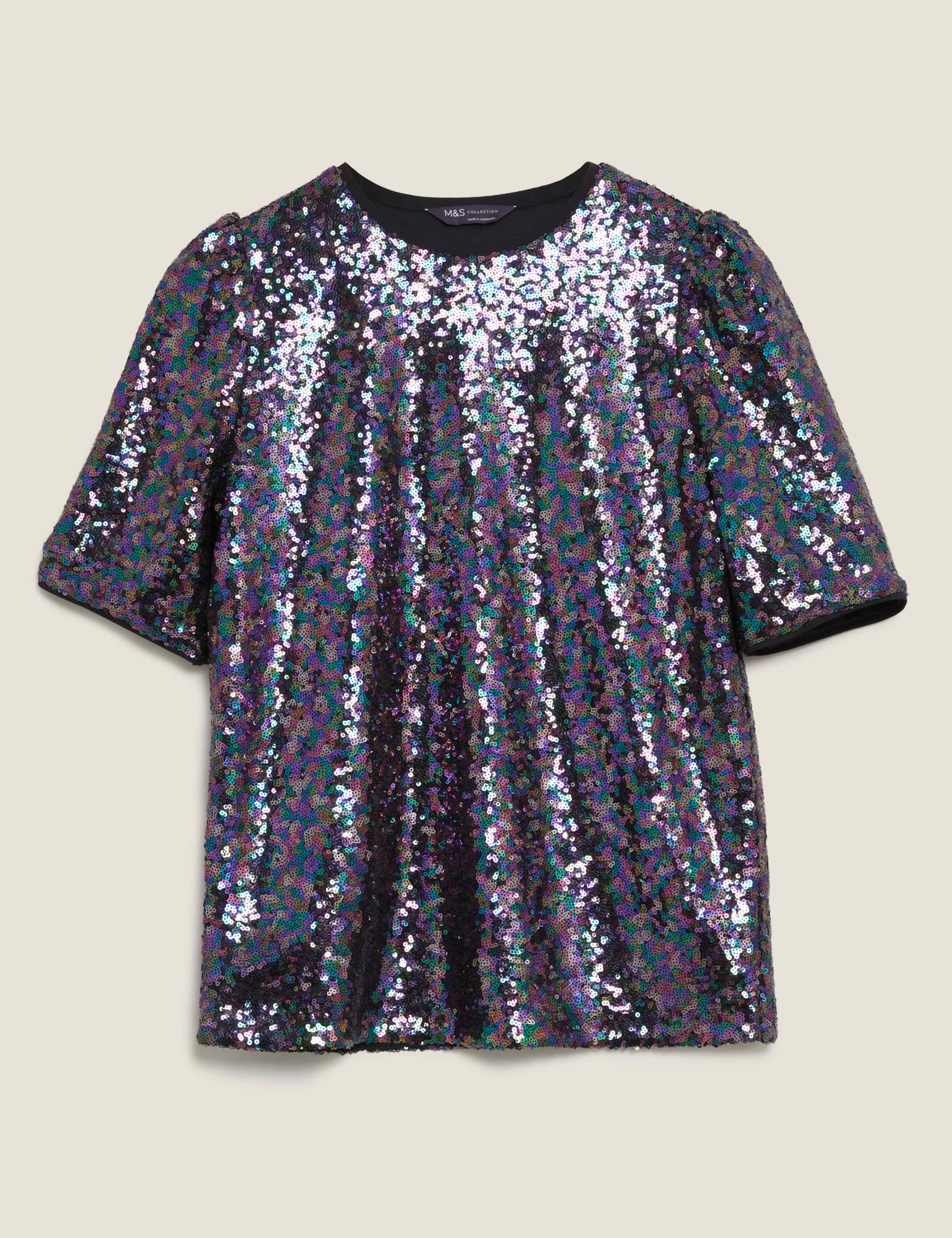 Sequin Crew Neck Short Sleeve Top 2 of 5