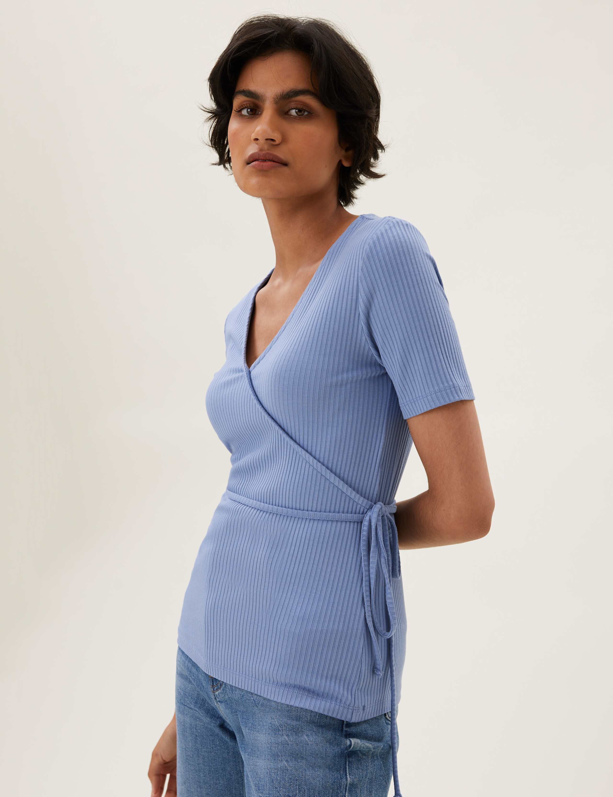 Jersey Ribbed Wrap Top 4 of 5