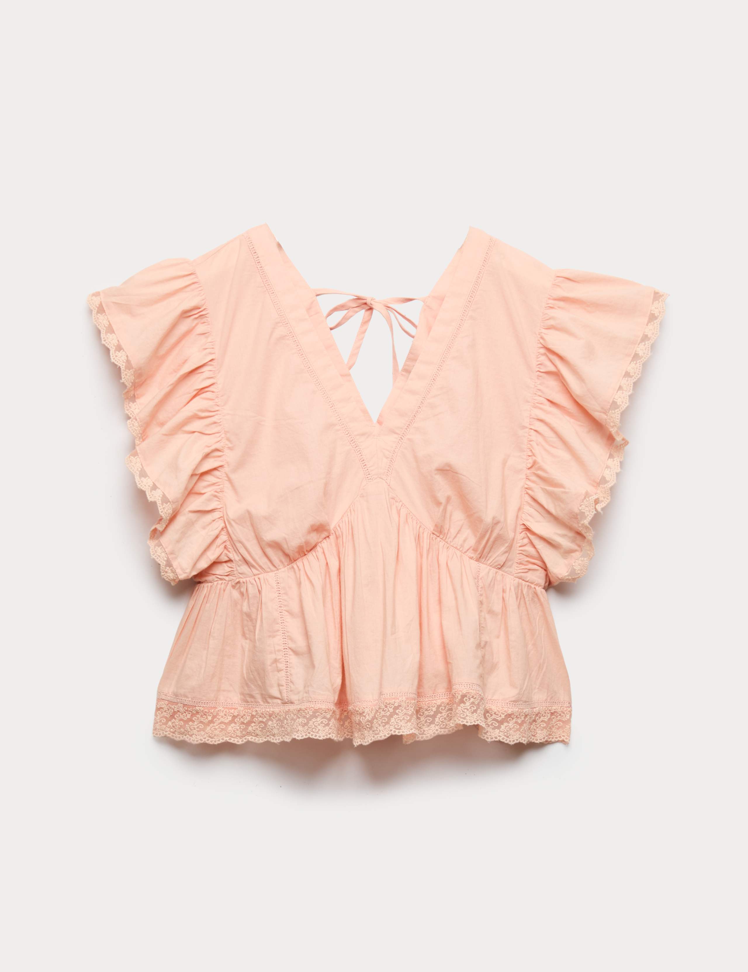 Pure Cotton Ruffle Embroidered Detail Blouse 2 of 7