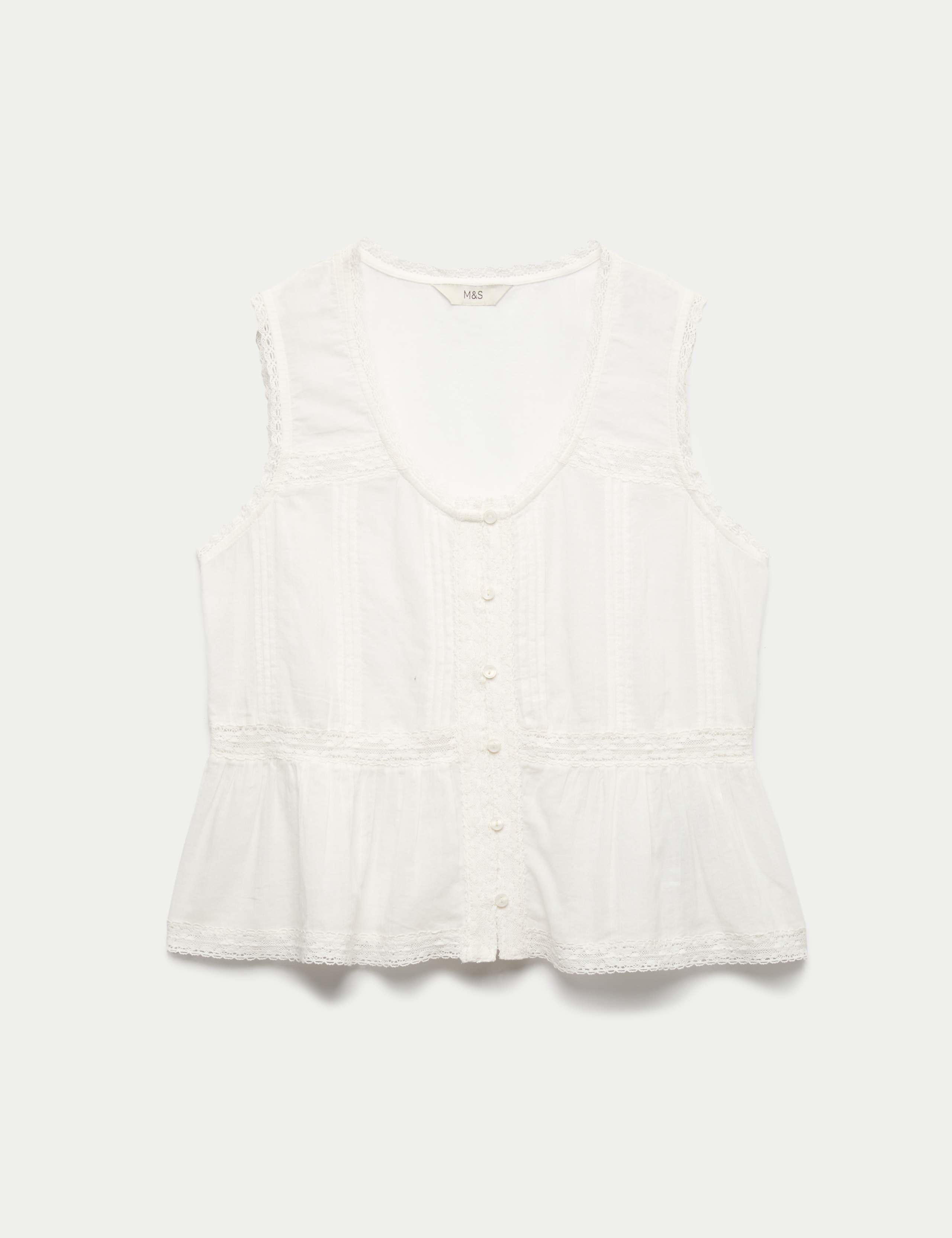 Pure Cotton Lace Insert Peplum Top 1 of 1