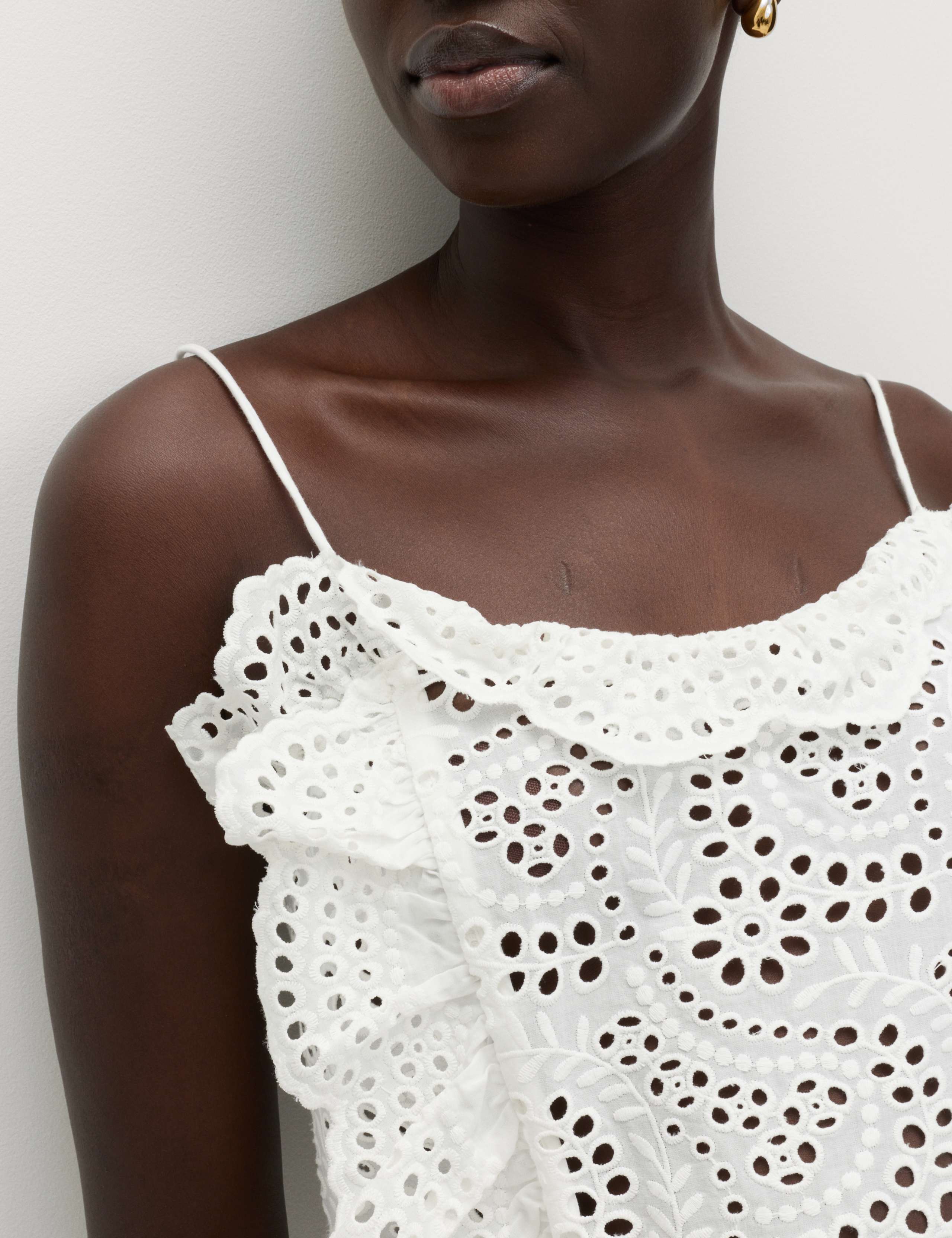 Pure Cotton Broderie Ruffle Cutwork Cami 6 of 7