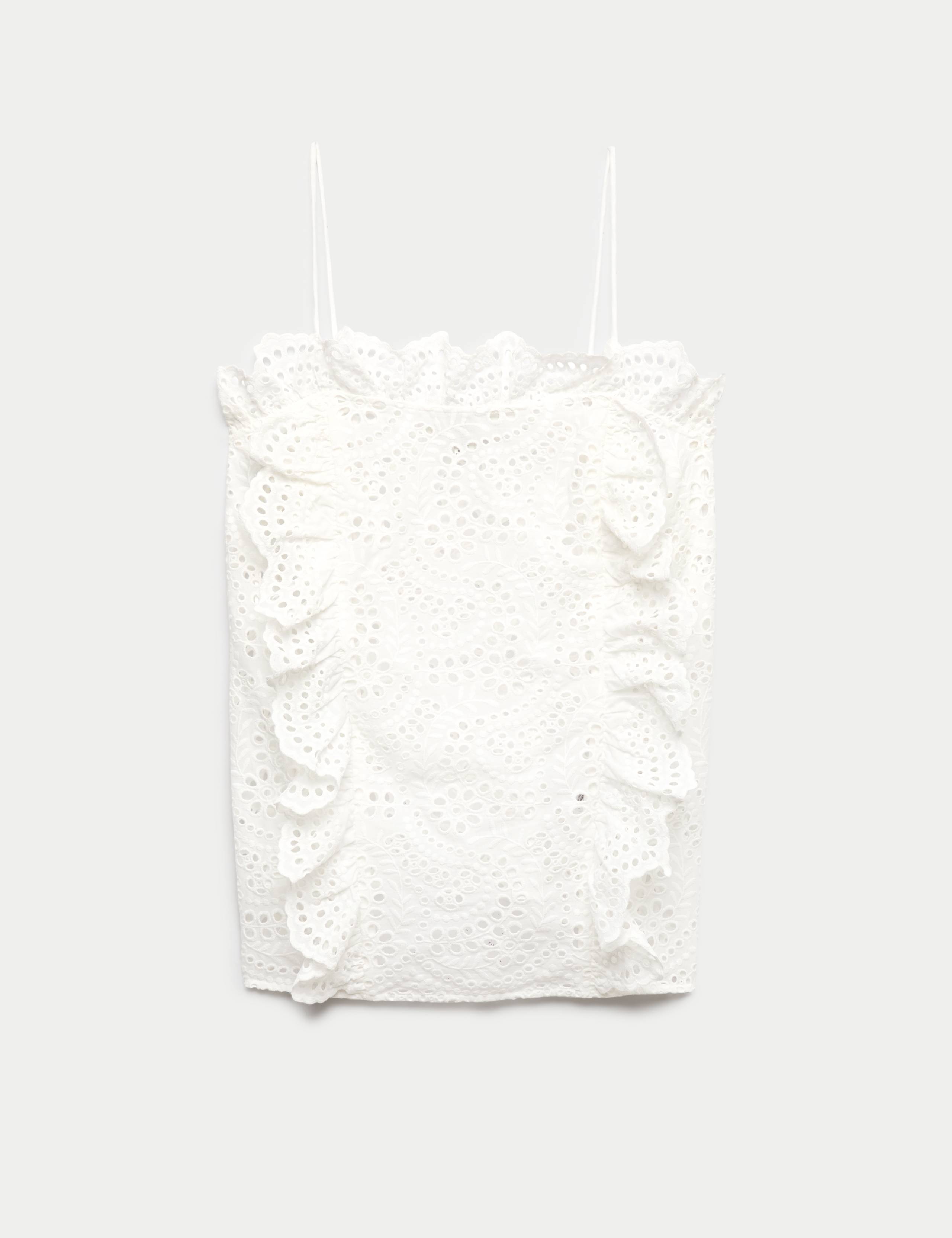 Pure Cotton Broderie Ruffle Cutwork Cami 2 of 7