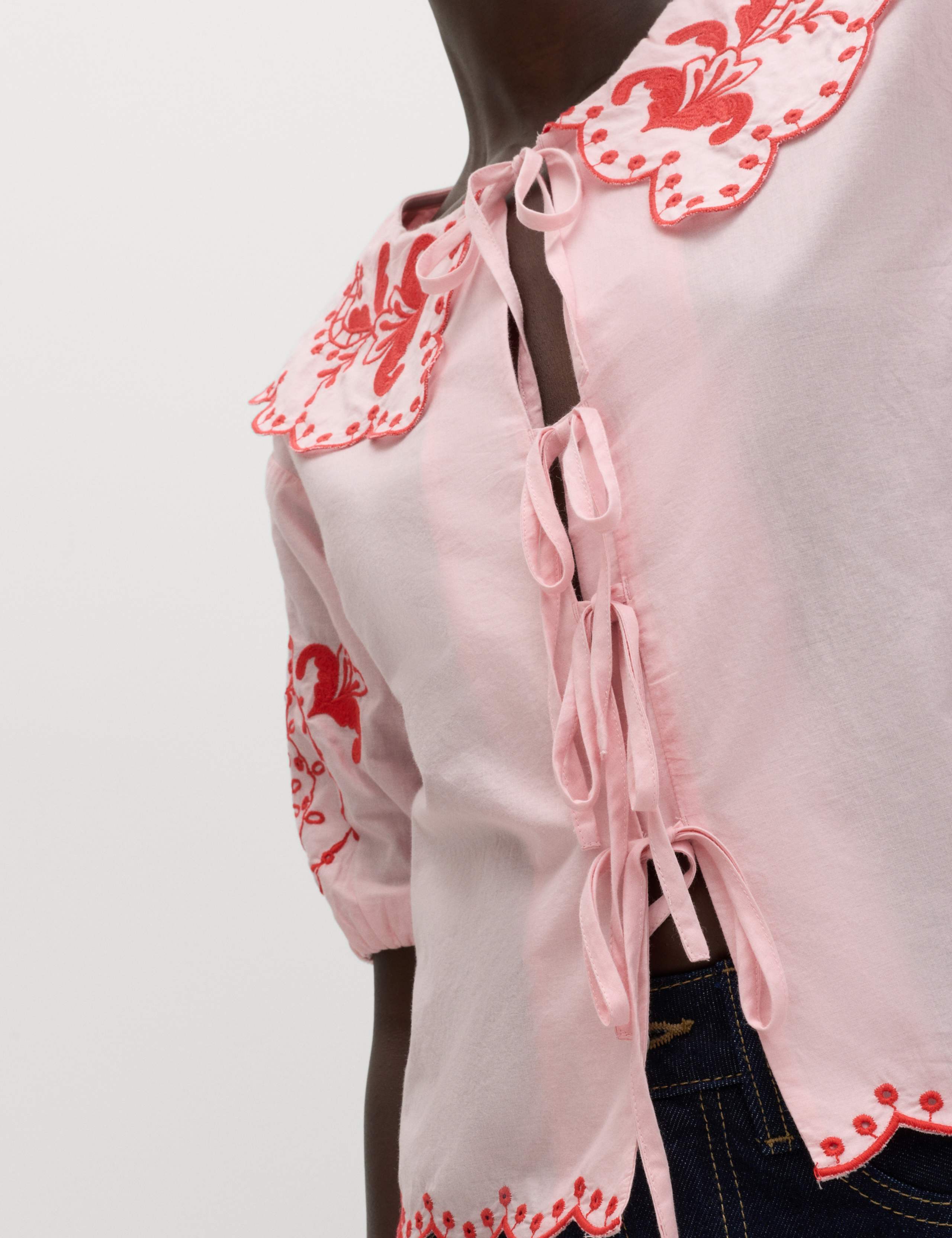 Pure Cotton Embroidered Collared Blouse 7 of 7