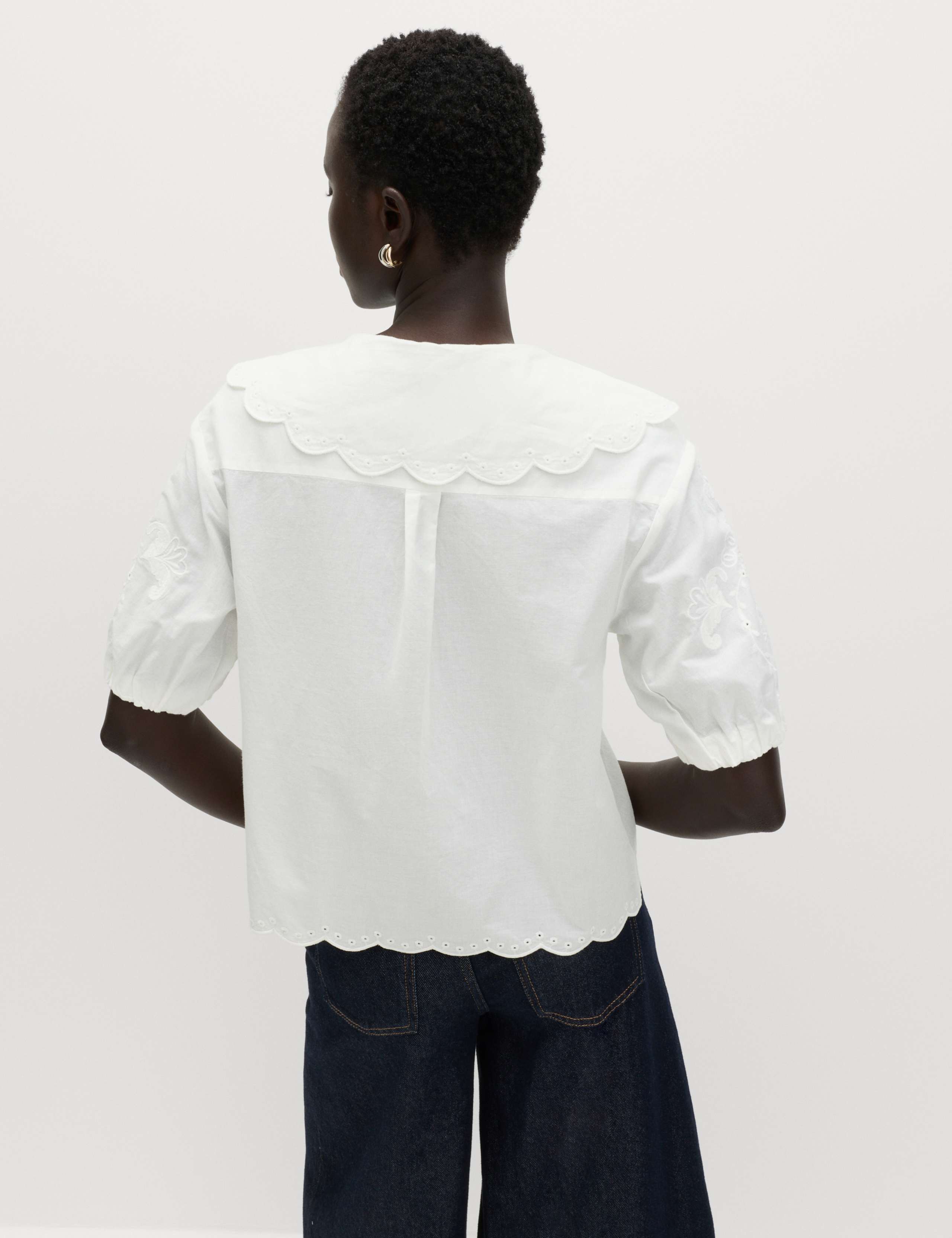 Pure Cotton Embroidered Collared Blouse 4 of 5