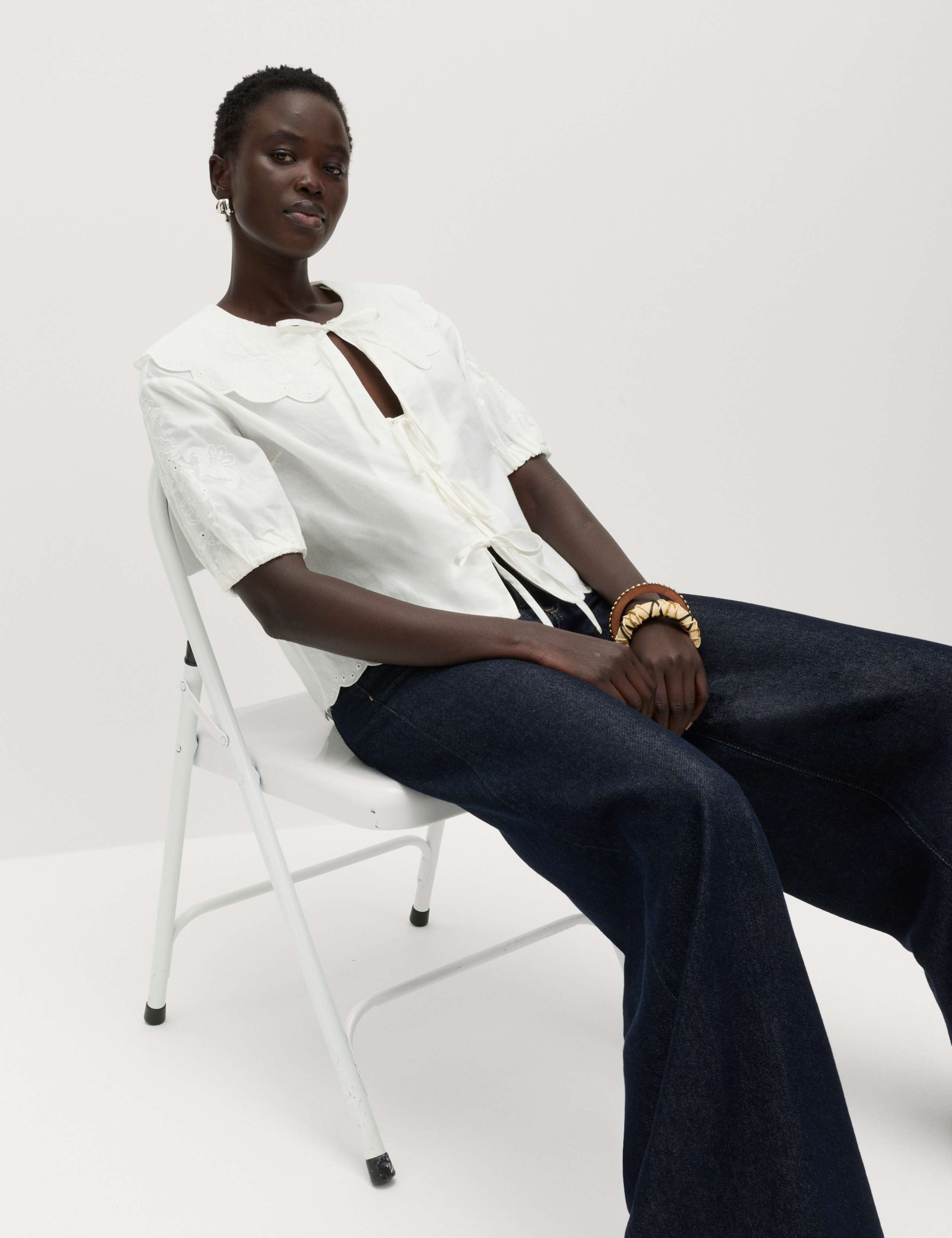 Pure Cotton Embroidered Collared Blouse 5 of 5