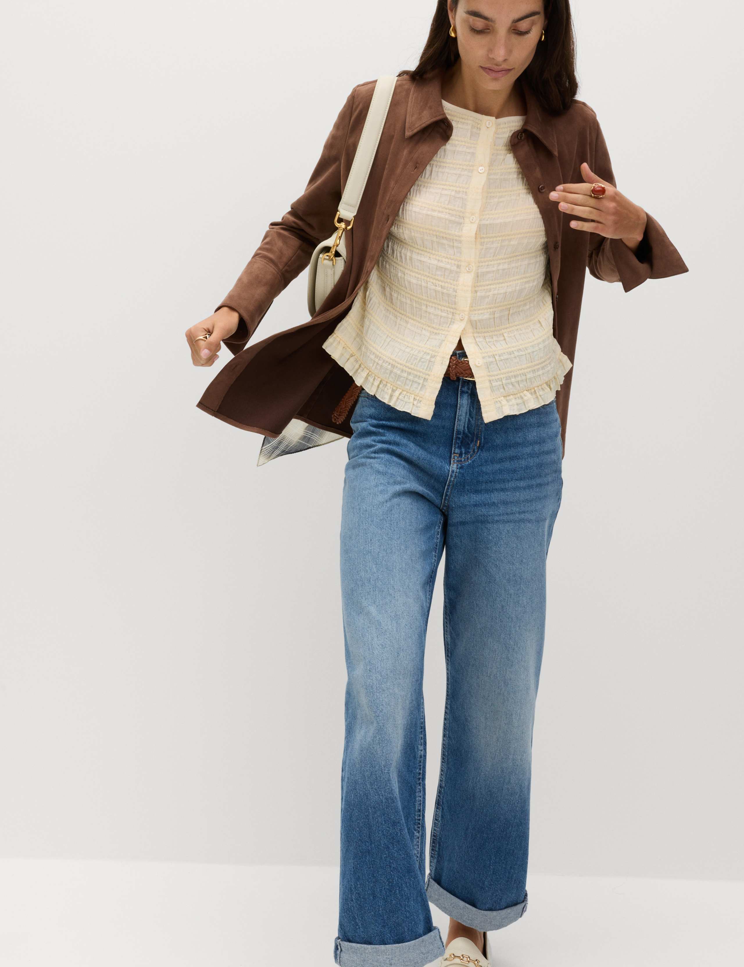 Collarless Shirred Button Through Top 7 of 7