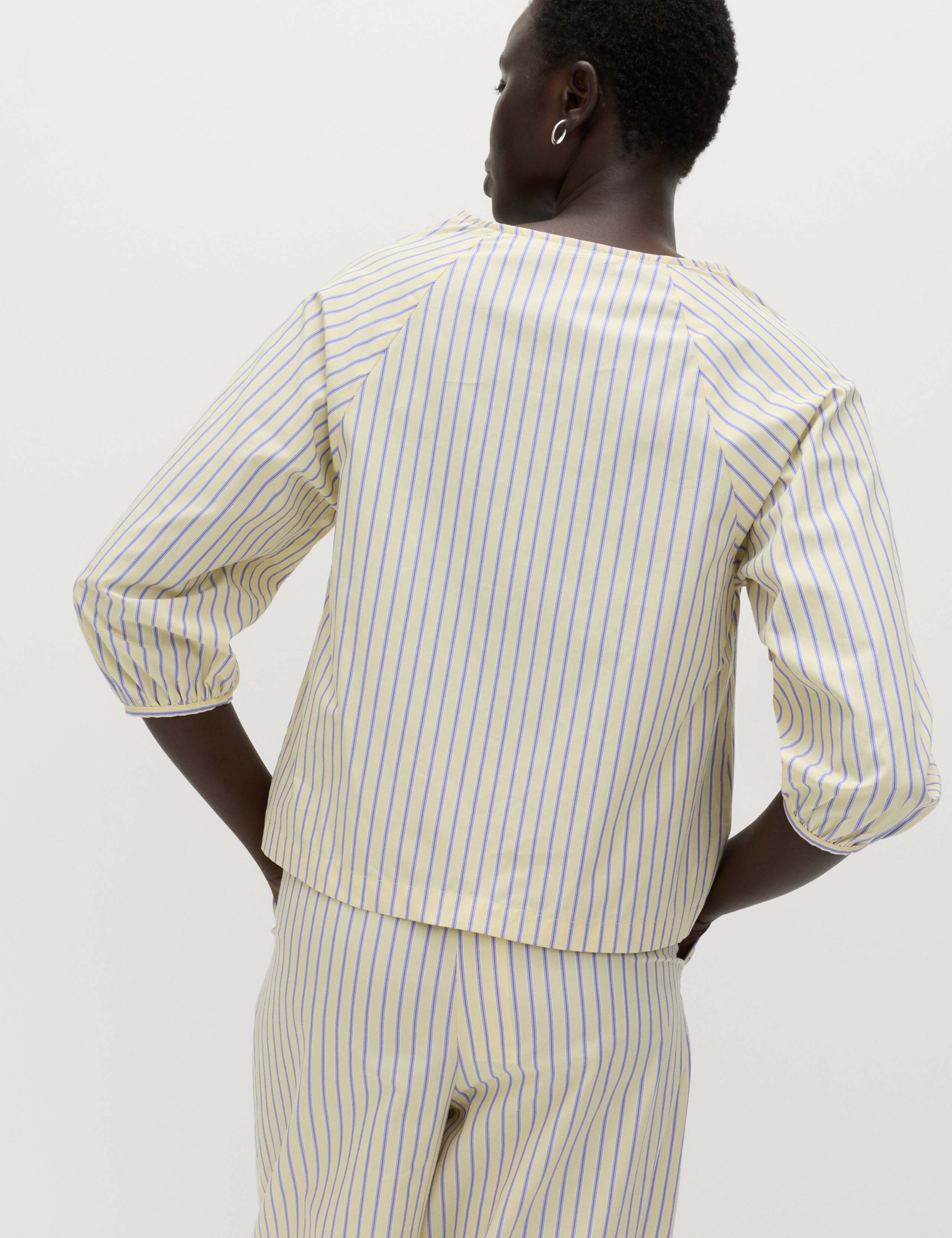 Pure Cotton Striped Tie Front Blouse 5 of 6