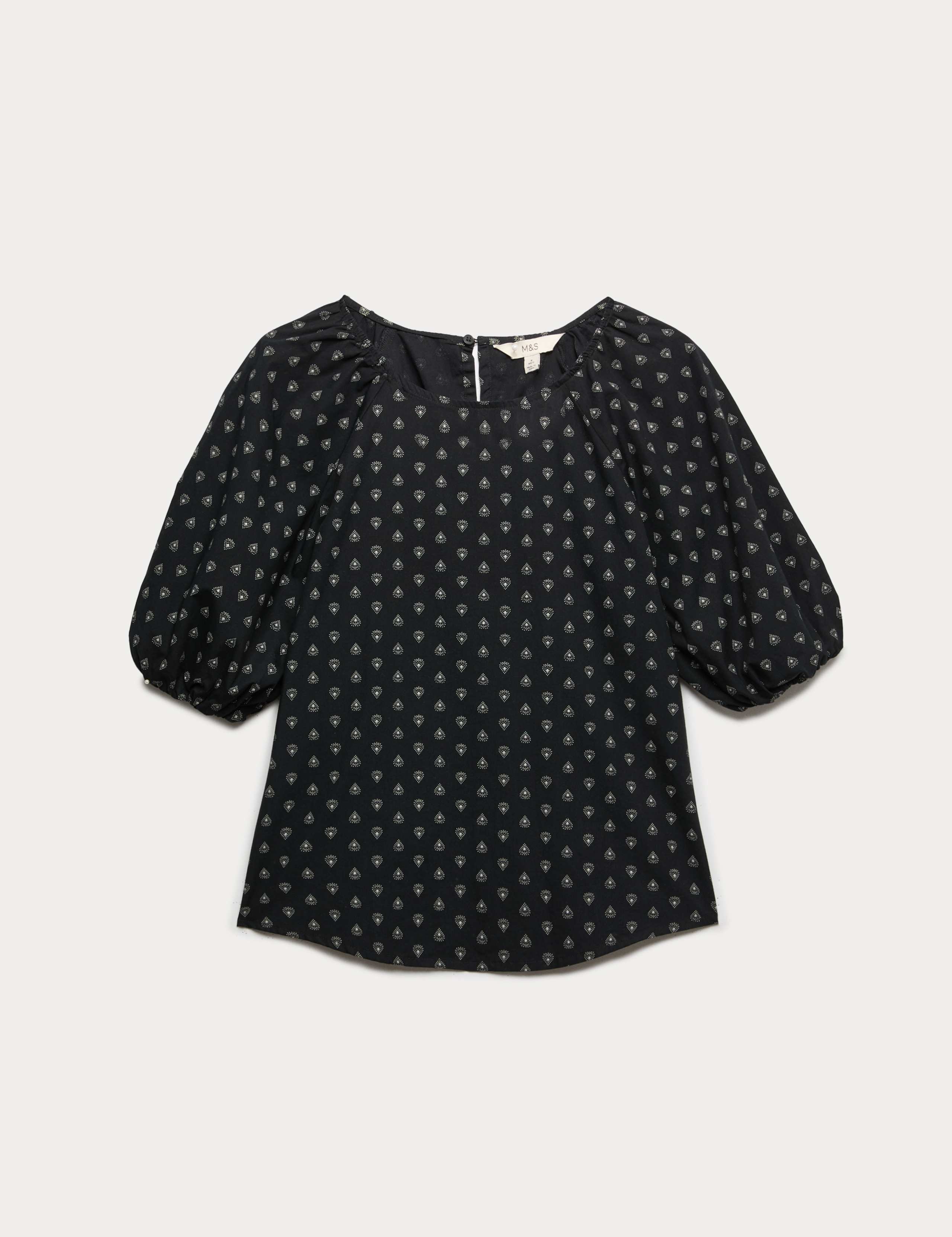 Pure Cotton Printed Puff Sleeve Blouse 2 of 5