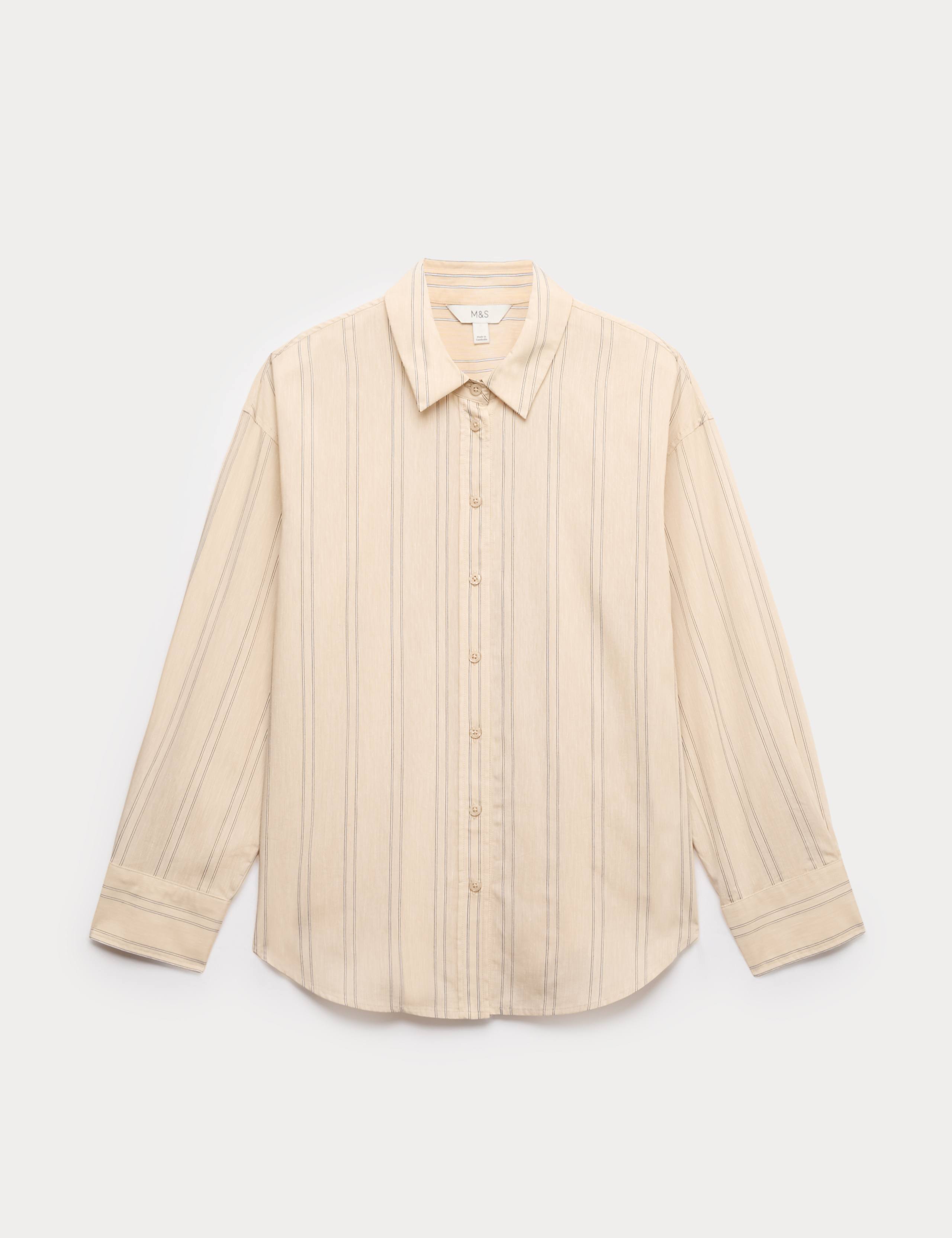 Striped Collared Shirt with Linen 2 of 7
