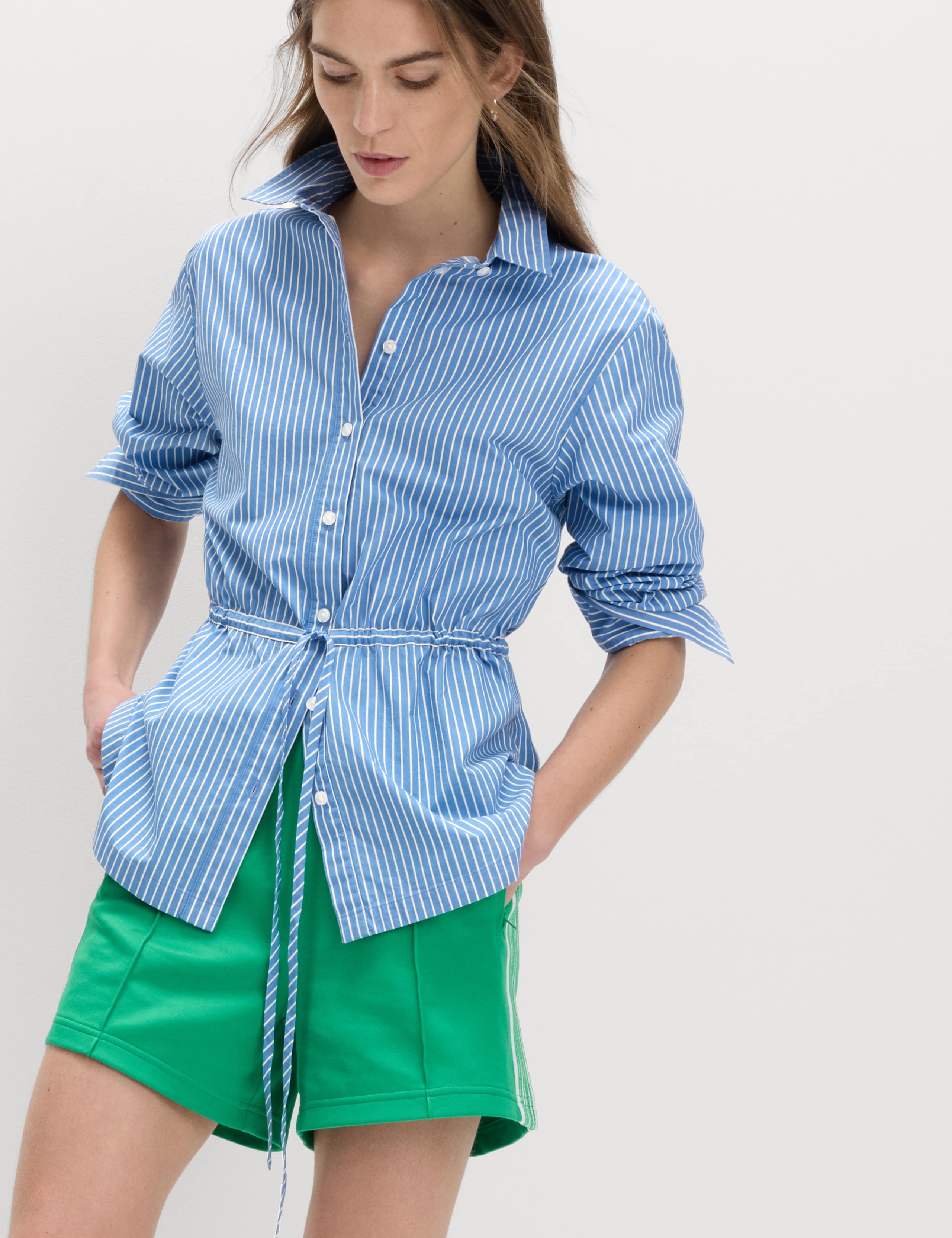Pure Cotton Striped Drawstring Shirt 1 of 6