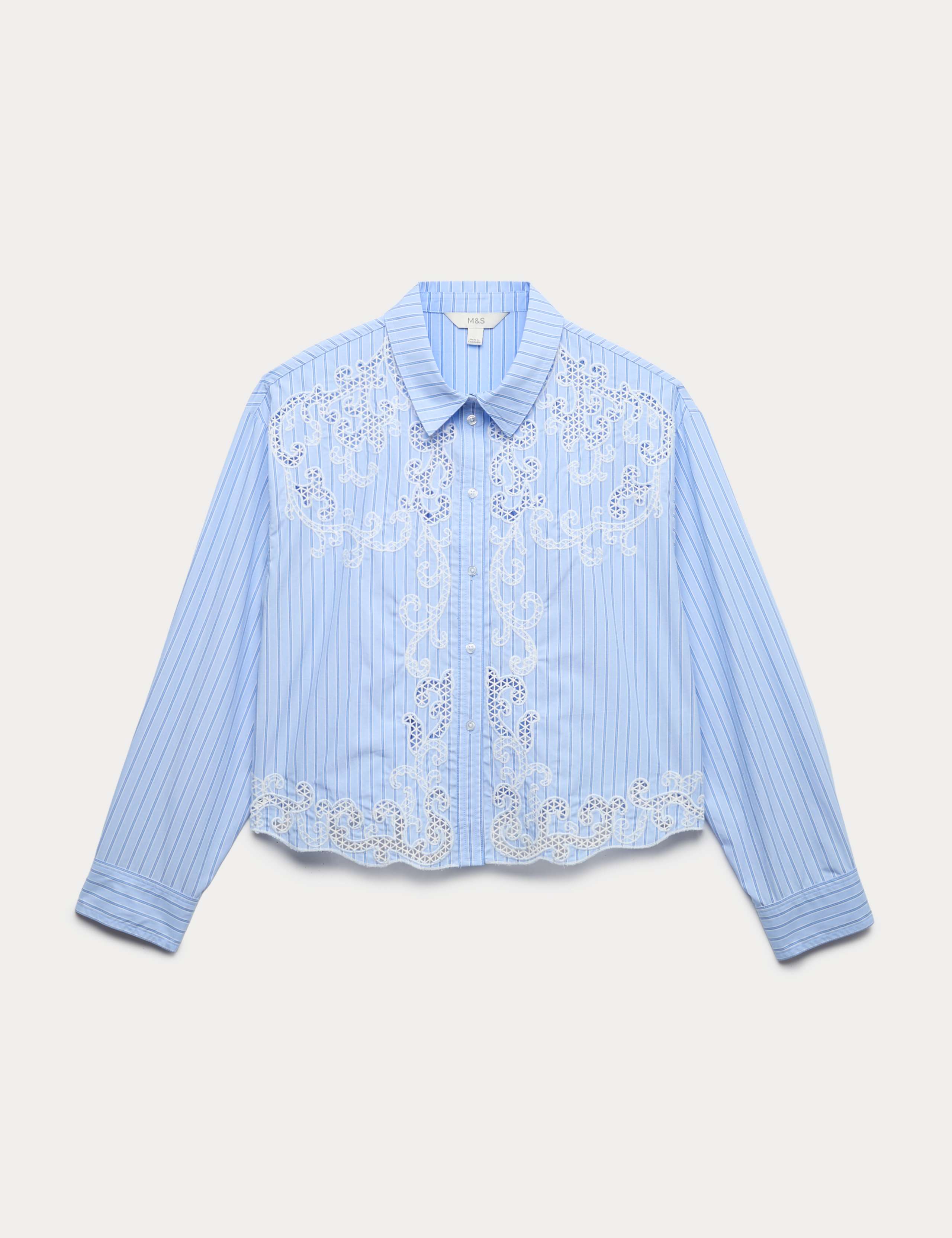 Pure Cotton Embroidered Striped Shirt 2 of 5