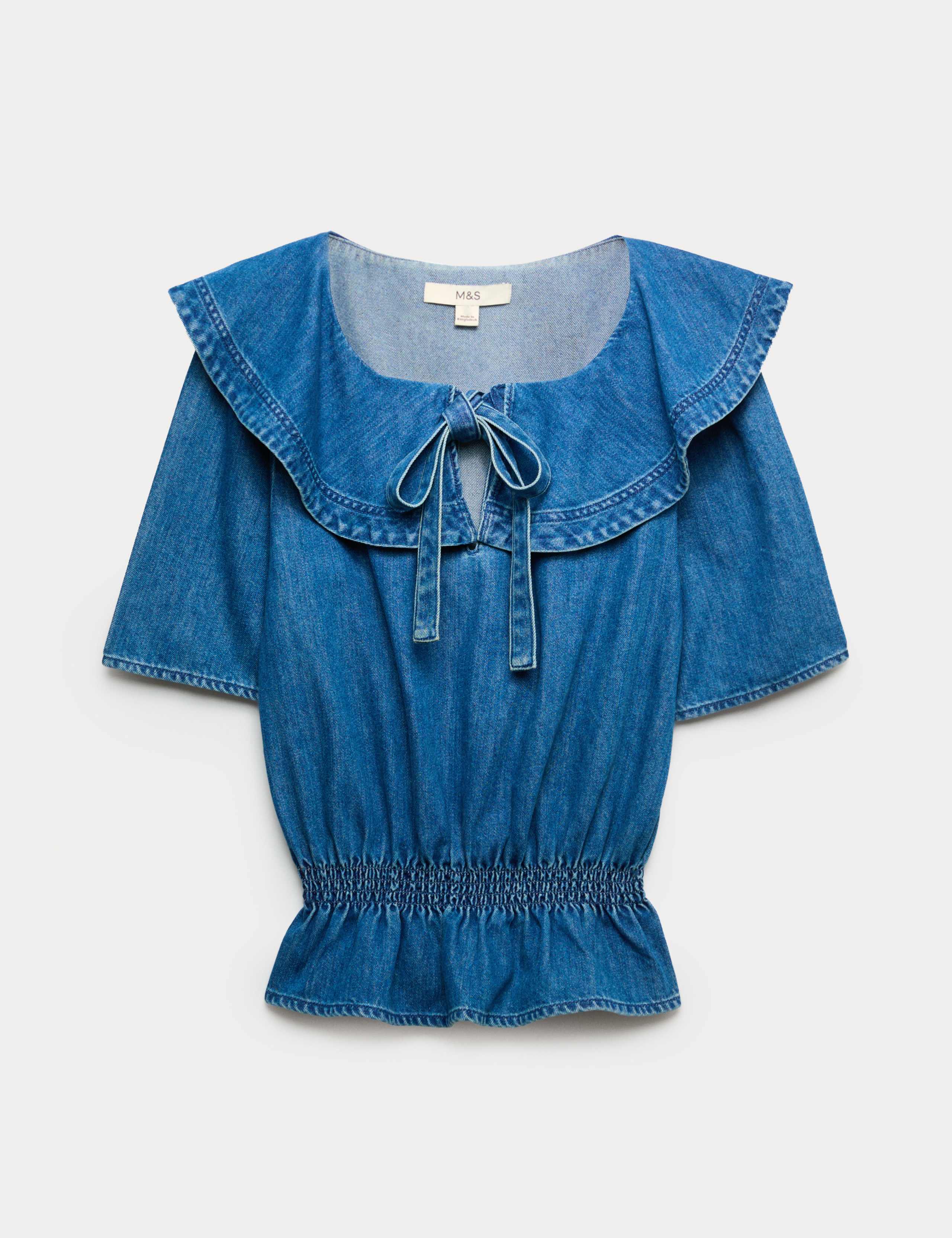 Denim Ruffled Blouse 1 of 1