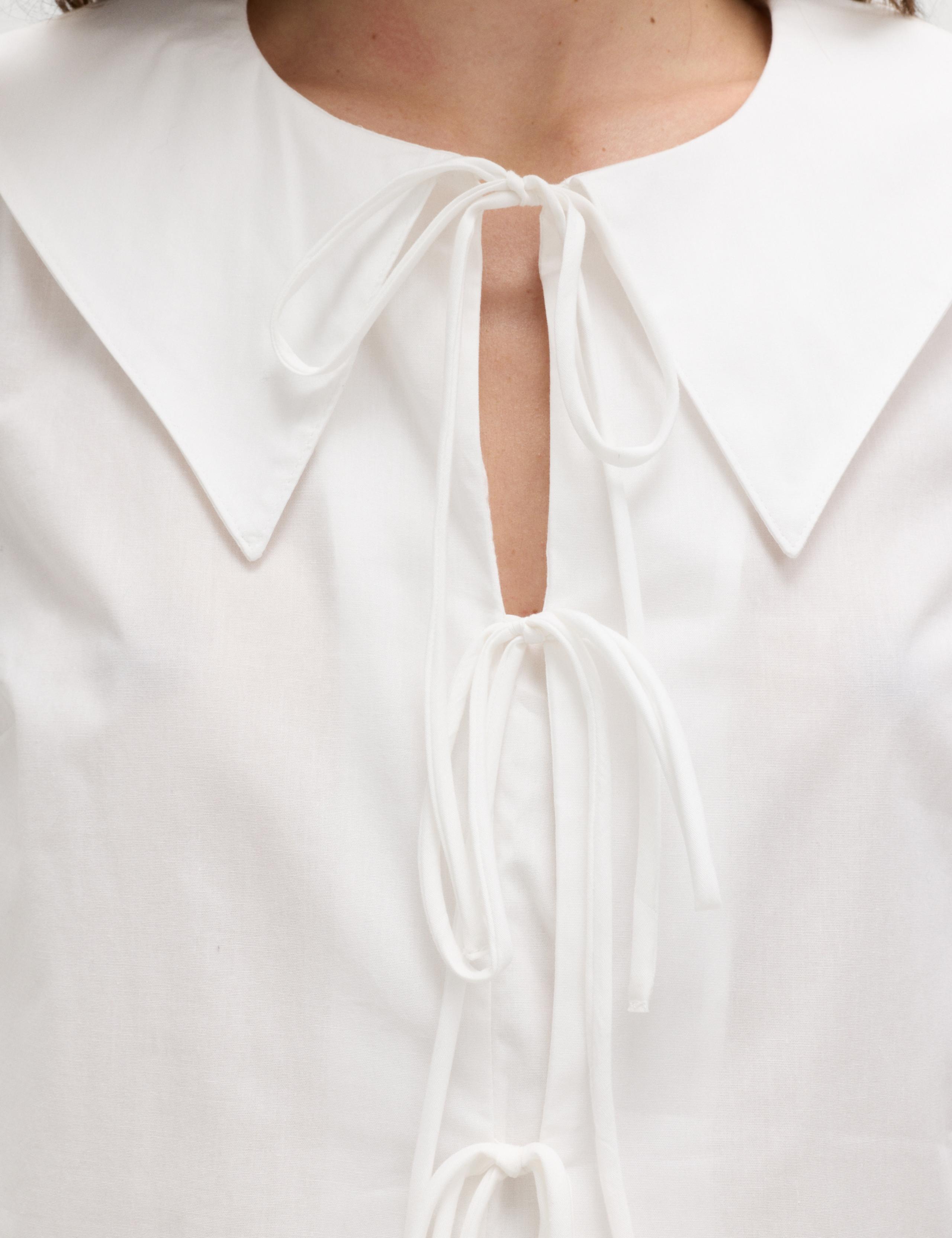 Pure Cotton Striped Oversized Collar Tie Detail Shirt 4 of 6