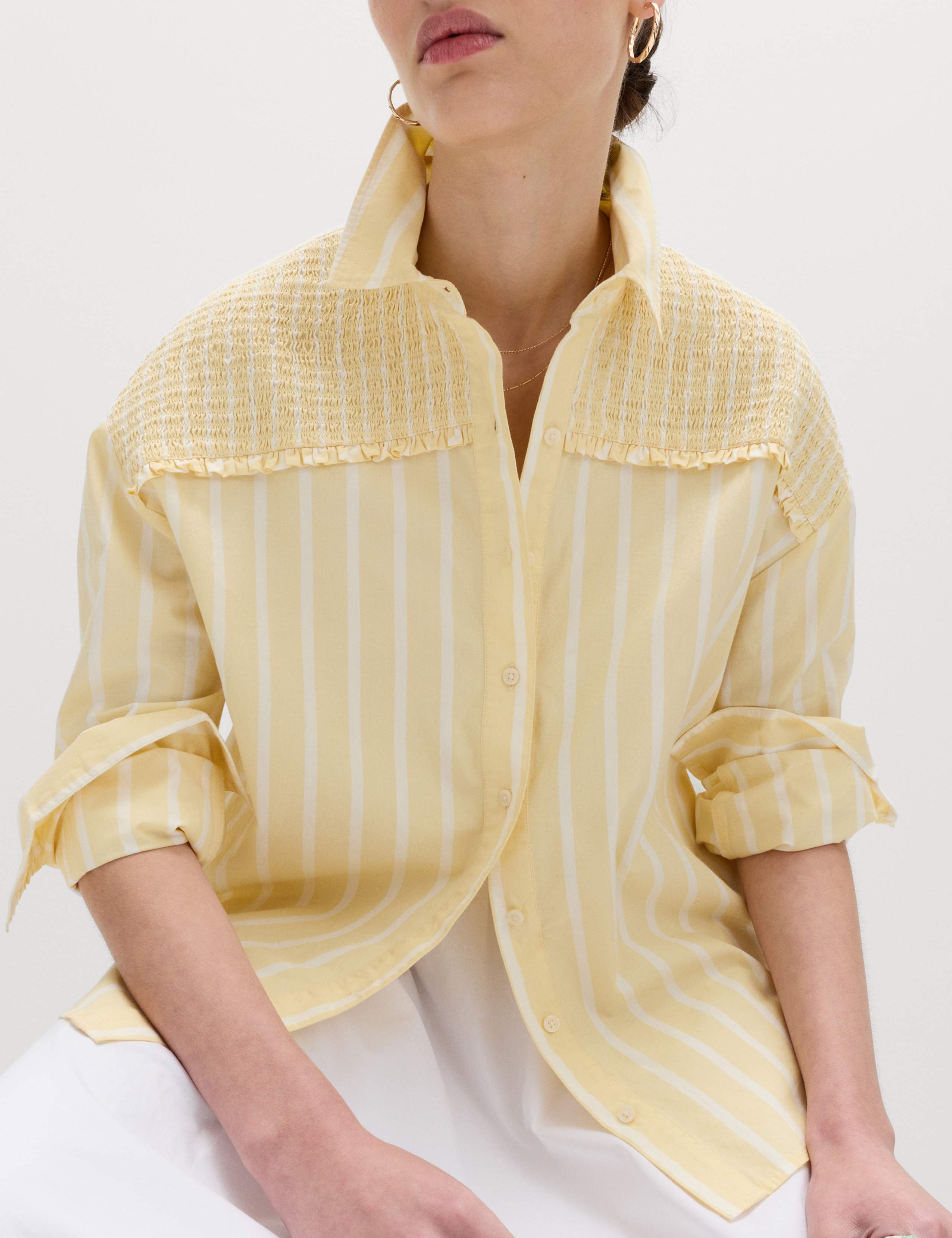 Pure Cotton Shirred Striped Shirt 4 of 6