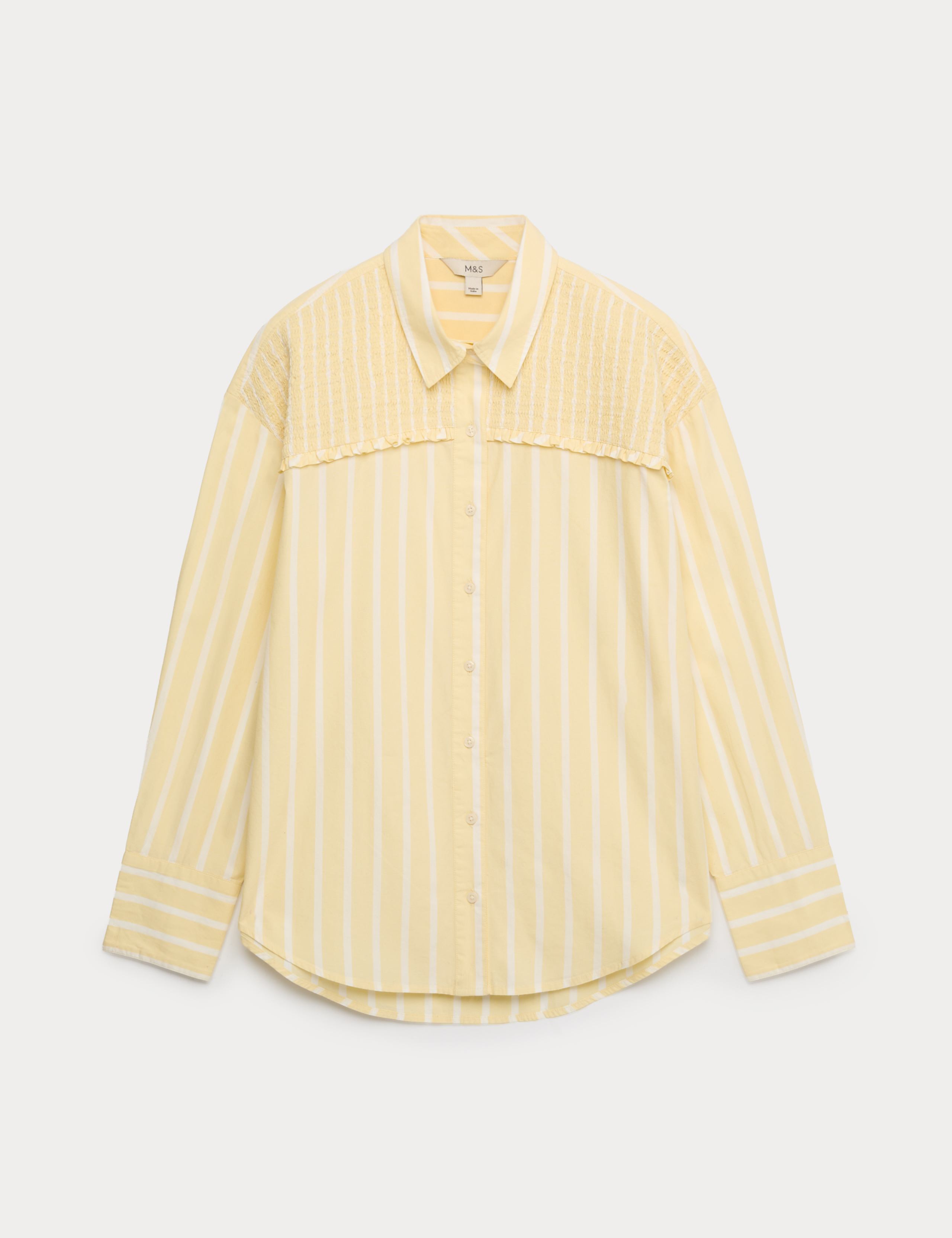 Pure Cotton Shirred Striped Shirt 1 of 1
