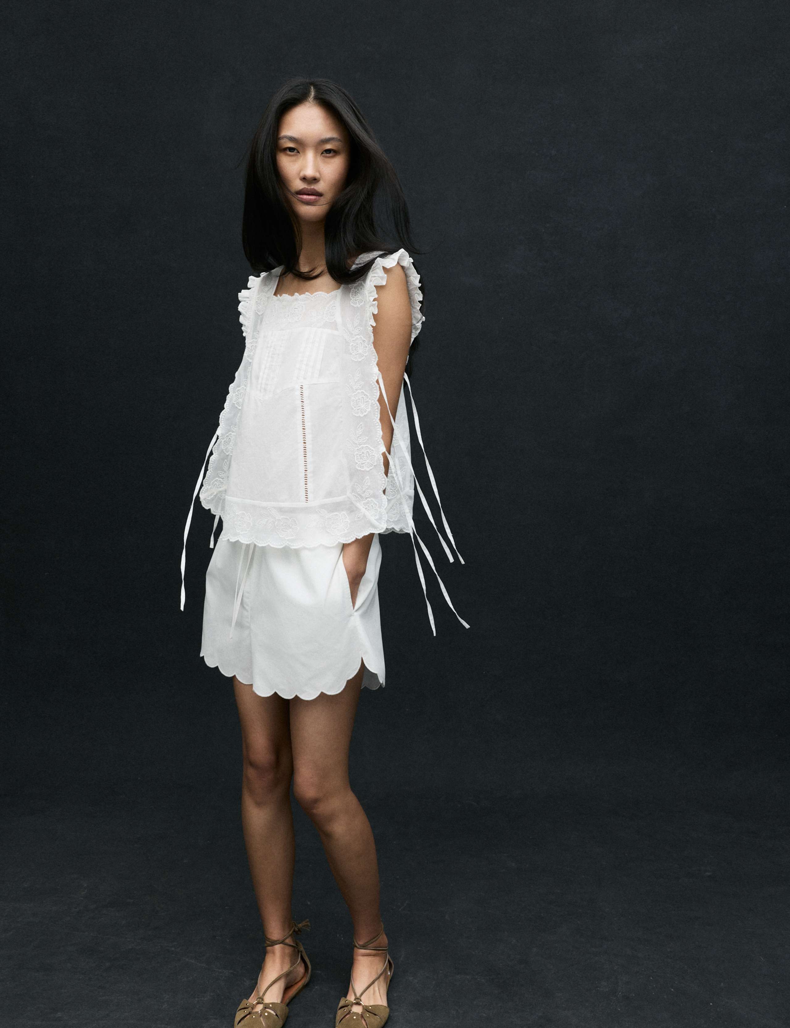 Pure Cotton Lace Bib Detail Embroidered Top 5 of 7