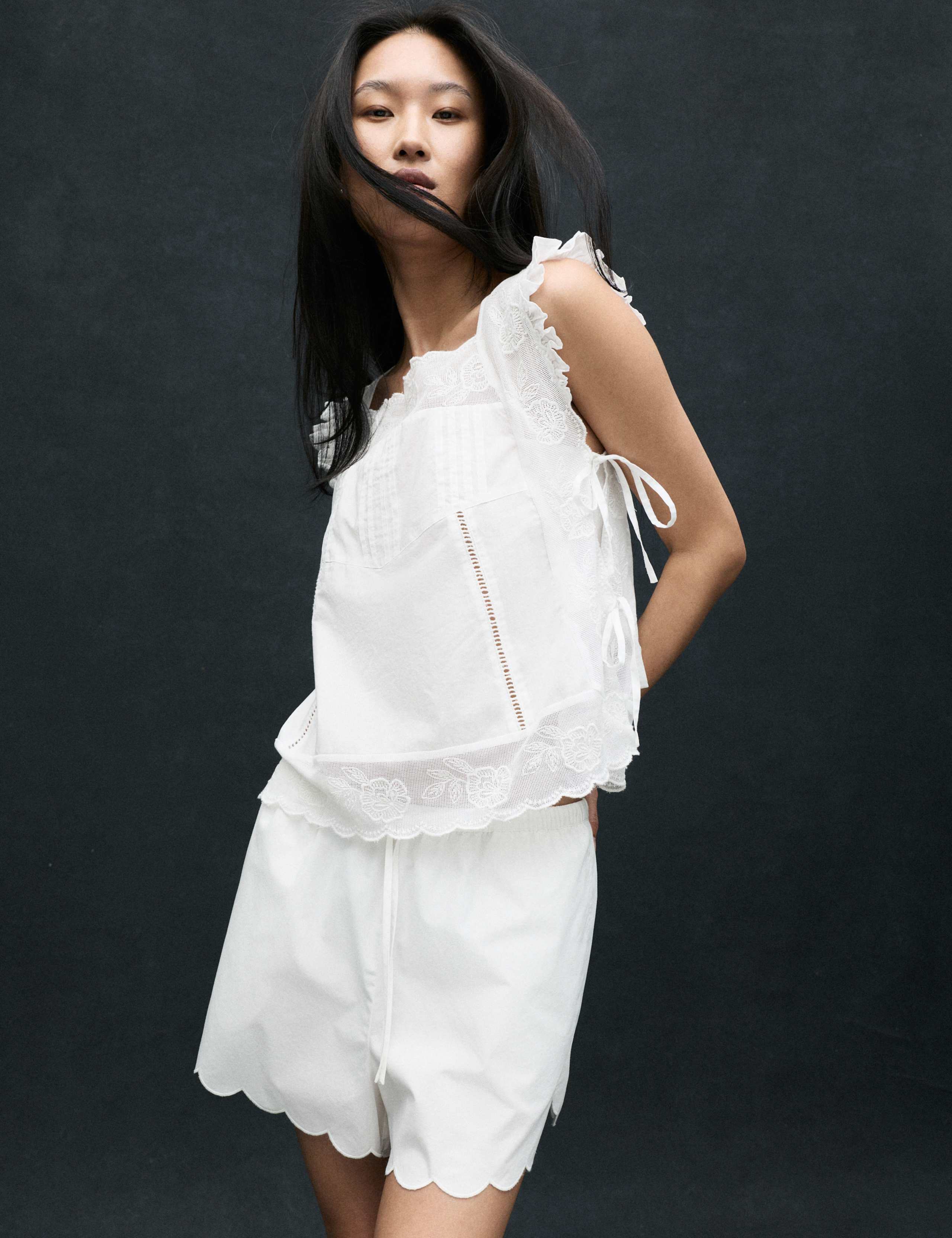 Pure Cotton Lace Bib Detail Embroidered Top 7 of 7