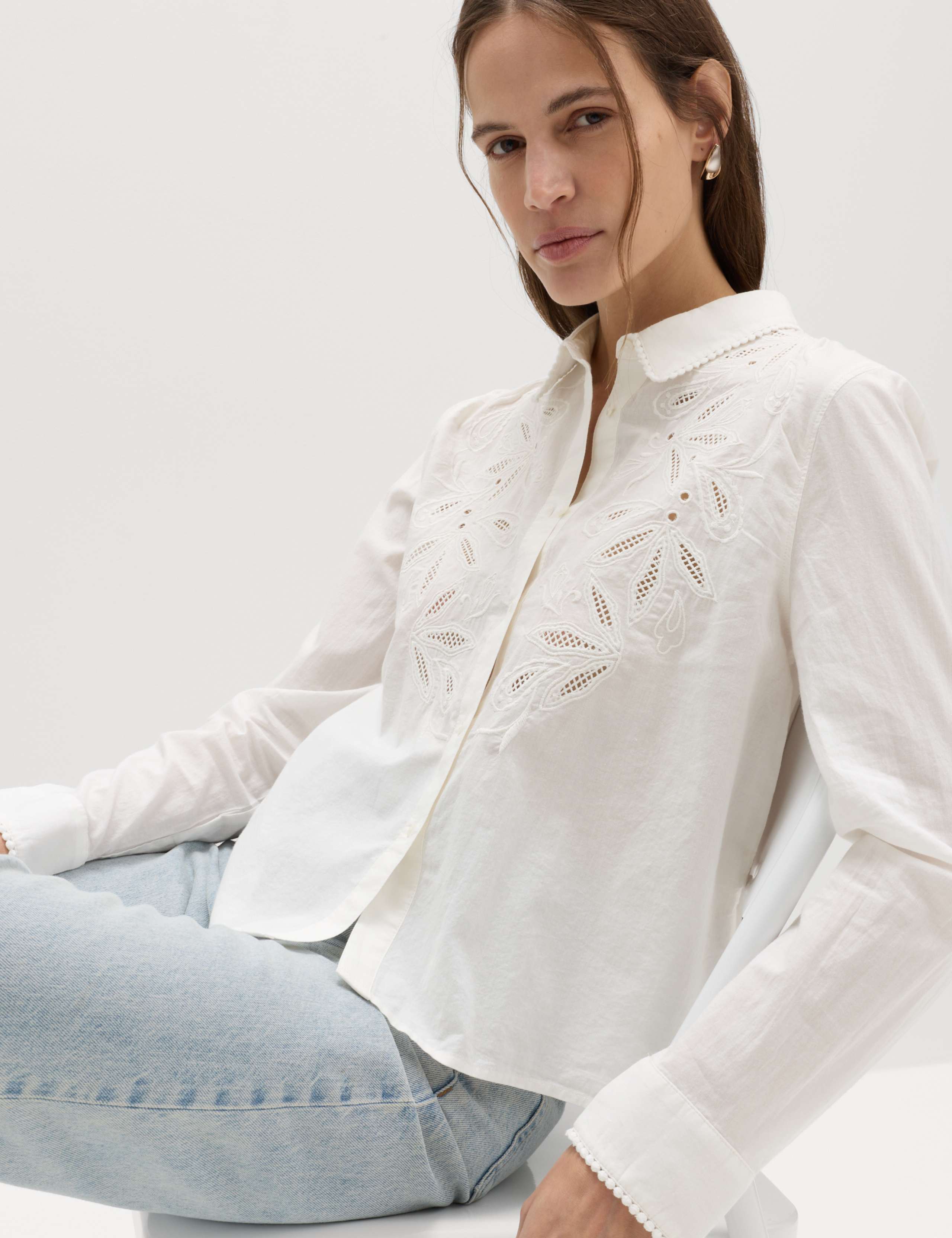 Pure Cotton Embroidered Collared Shirt 5 of 5