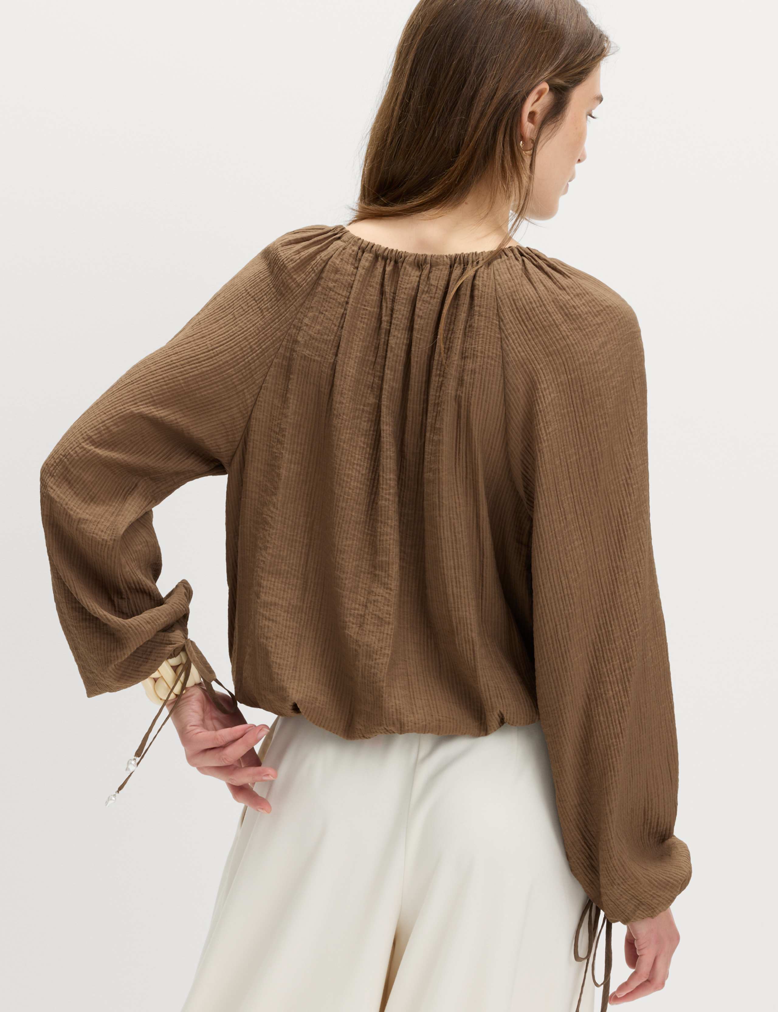Striped Plisse Tie Detail Blouse 4 of 6