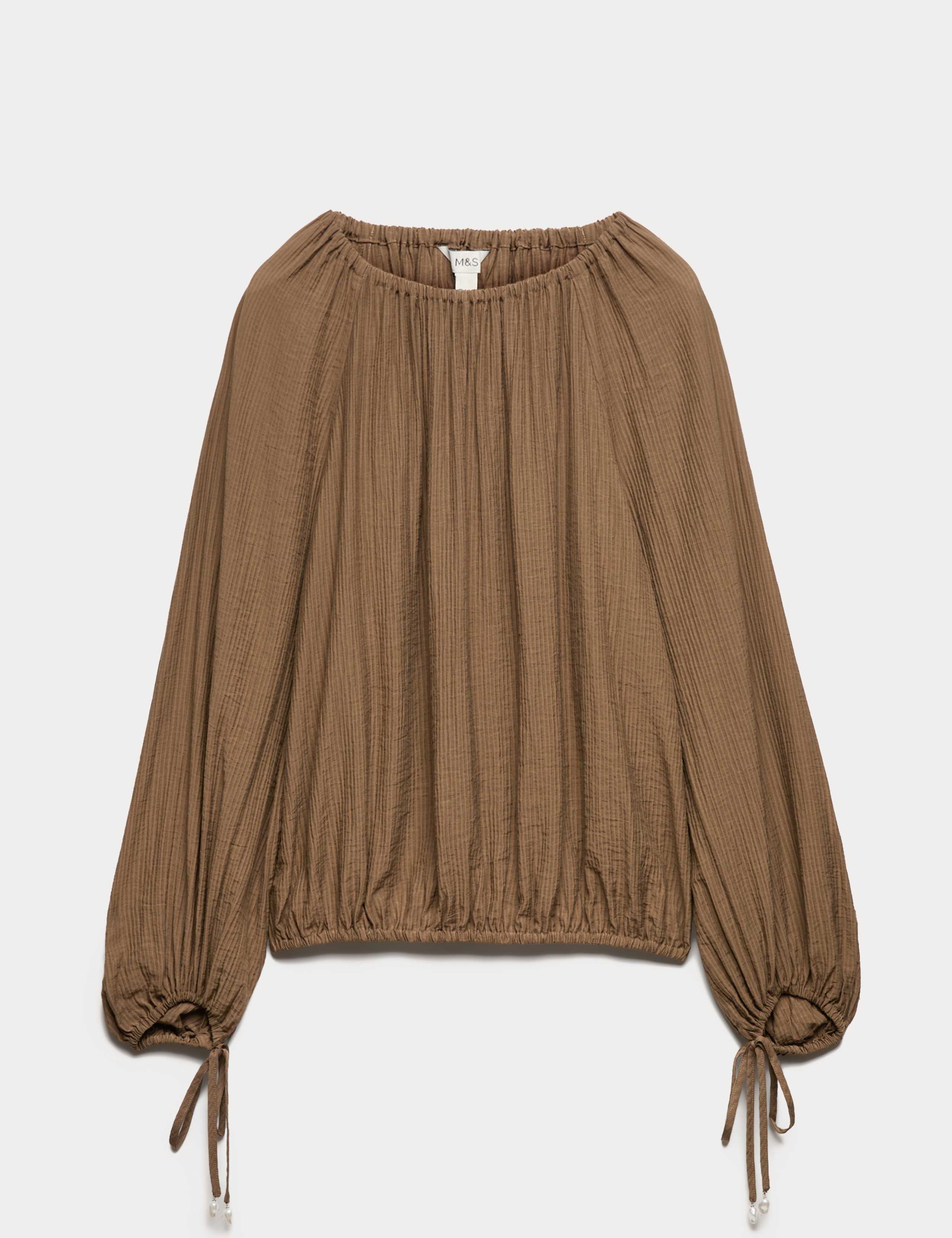 Striped Plisse Tie Detail Blouse 2 of 6