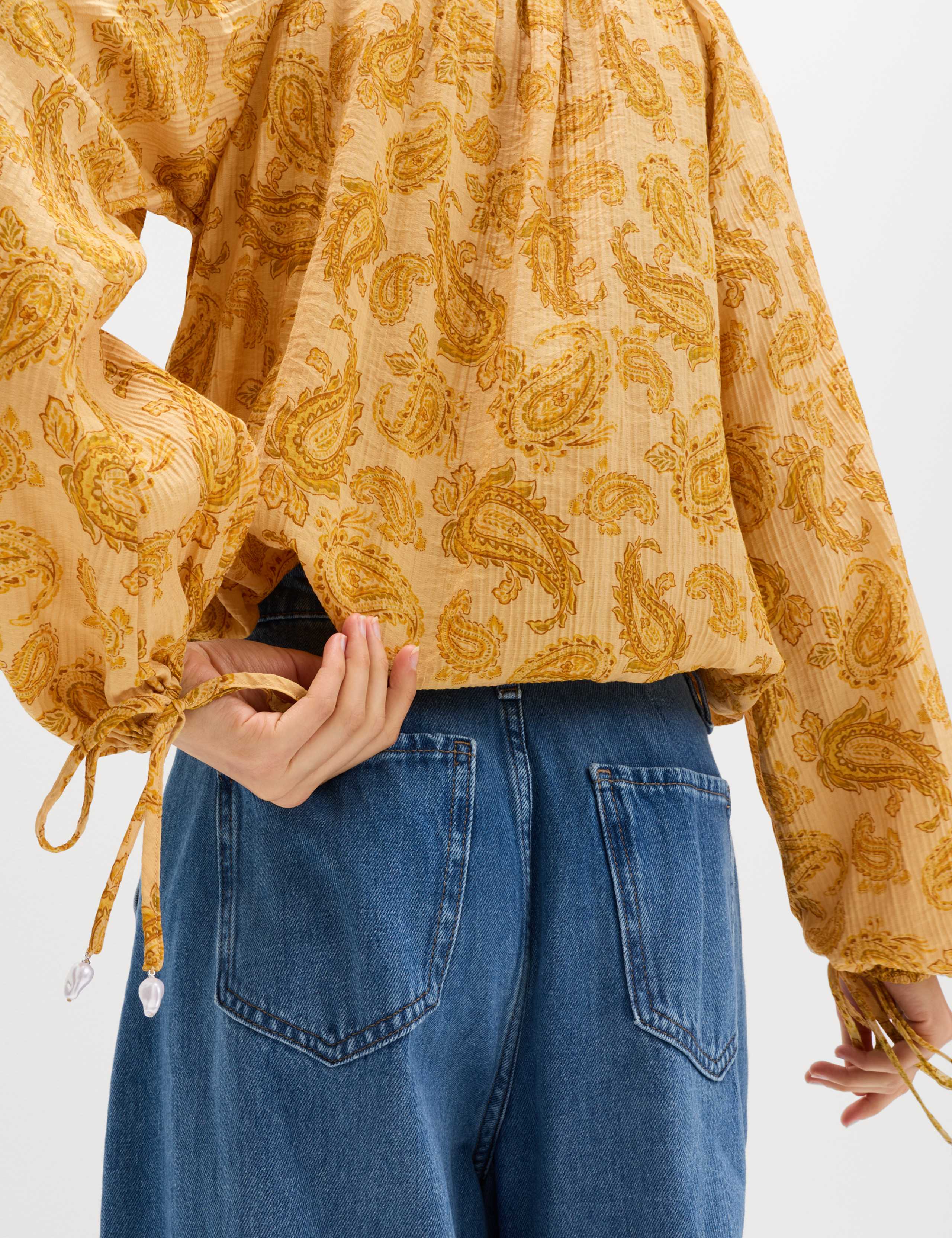 Striped Plisse Tie Detail Blouse 3 of 6