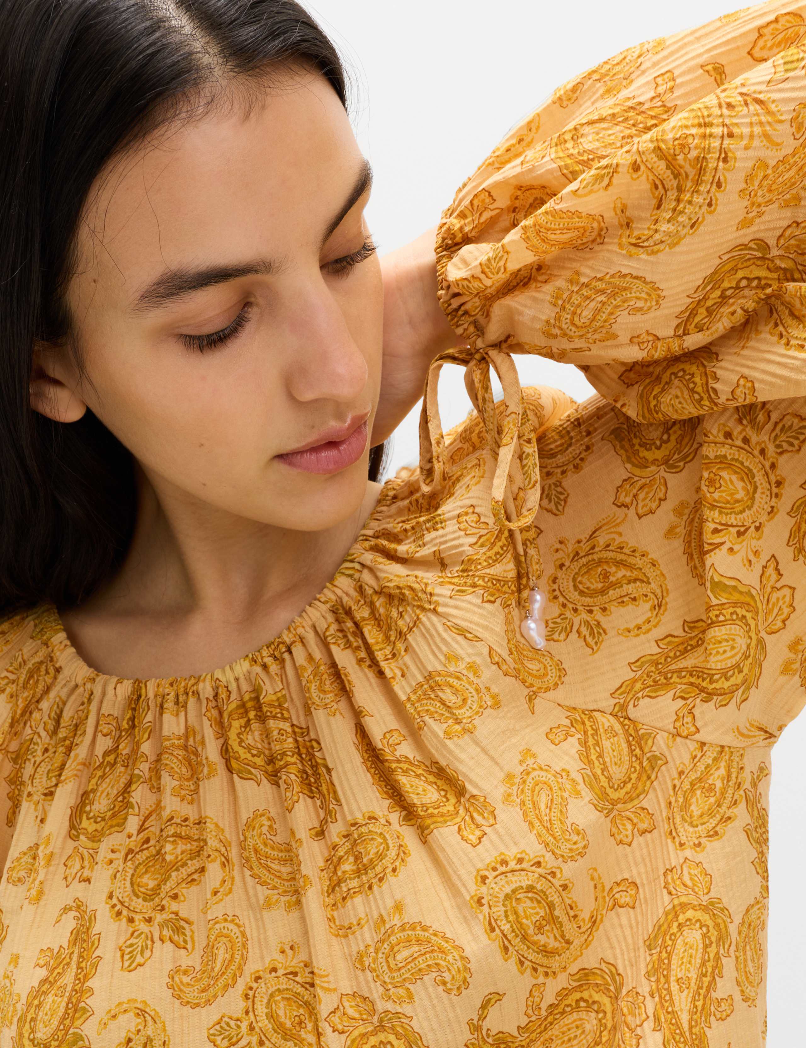 Striped Plisse Tie Detail Blouse 5 of 6