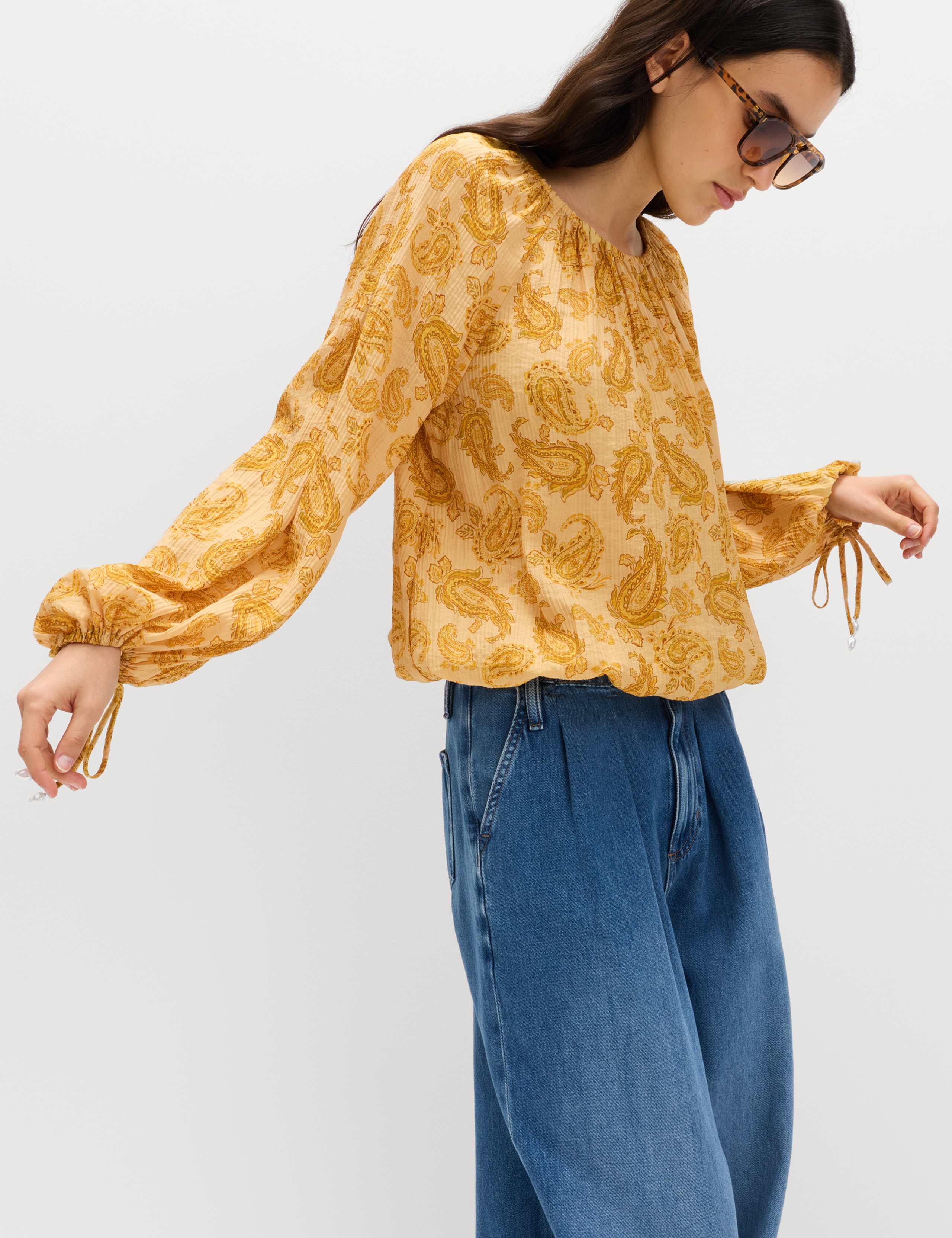 Striped Plisse Tie Detail Blouse 6 of 6