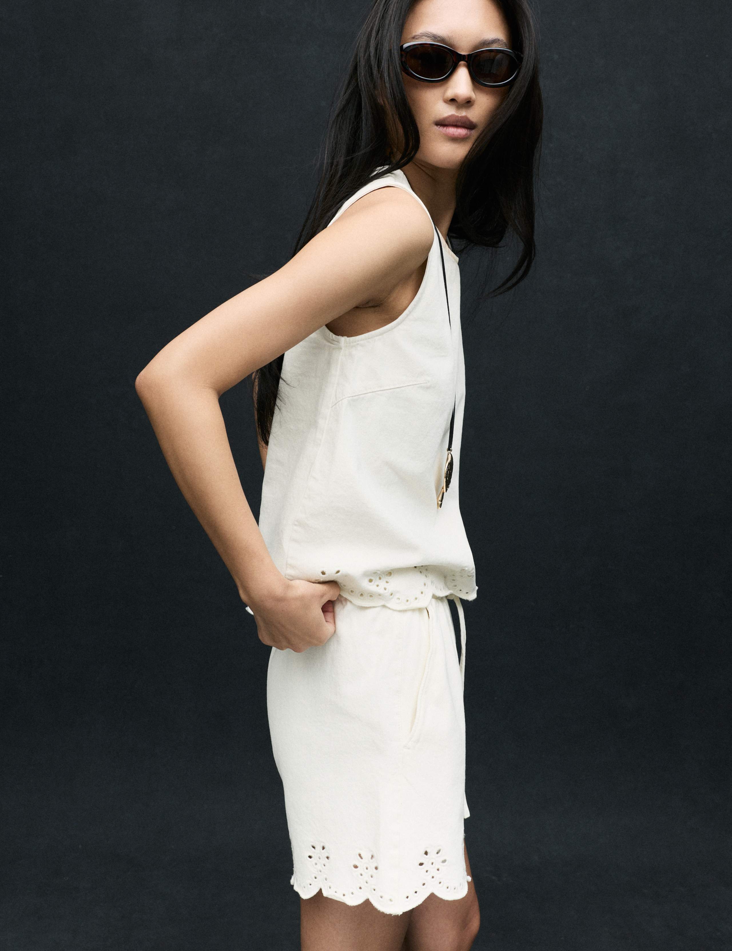 Denim Broderie Detail Top 3 of 7