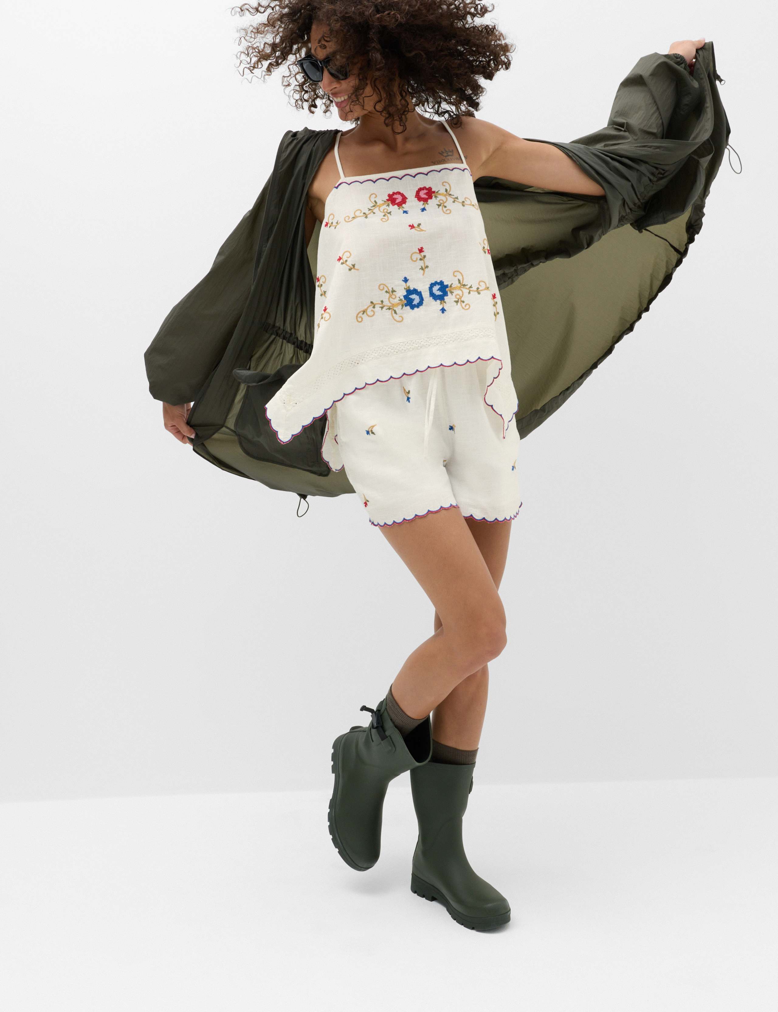 Pure Cotton Boho Embroidered Cami Top 5 of 7