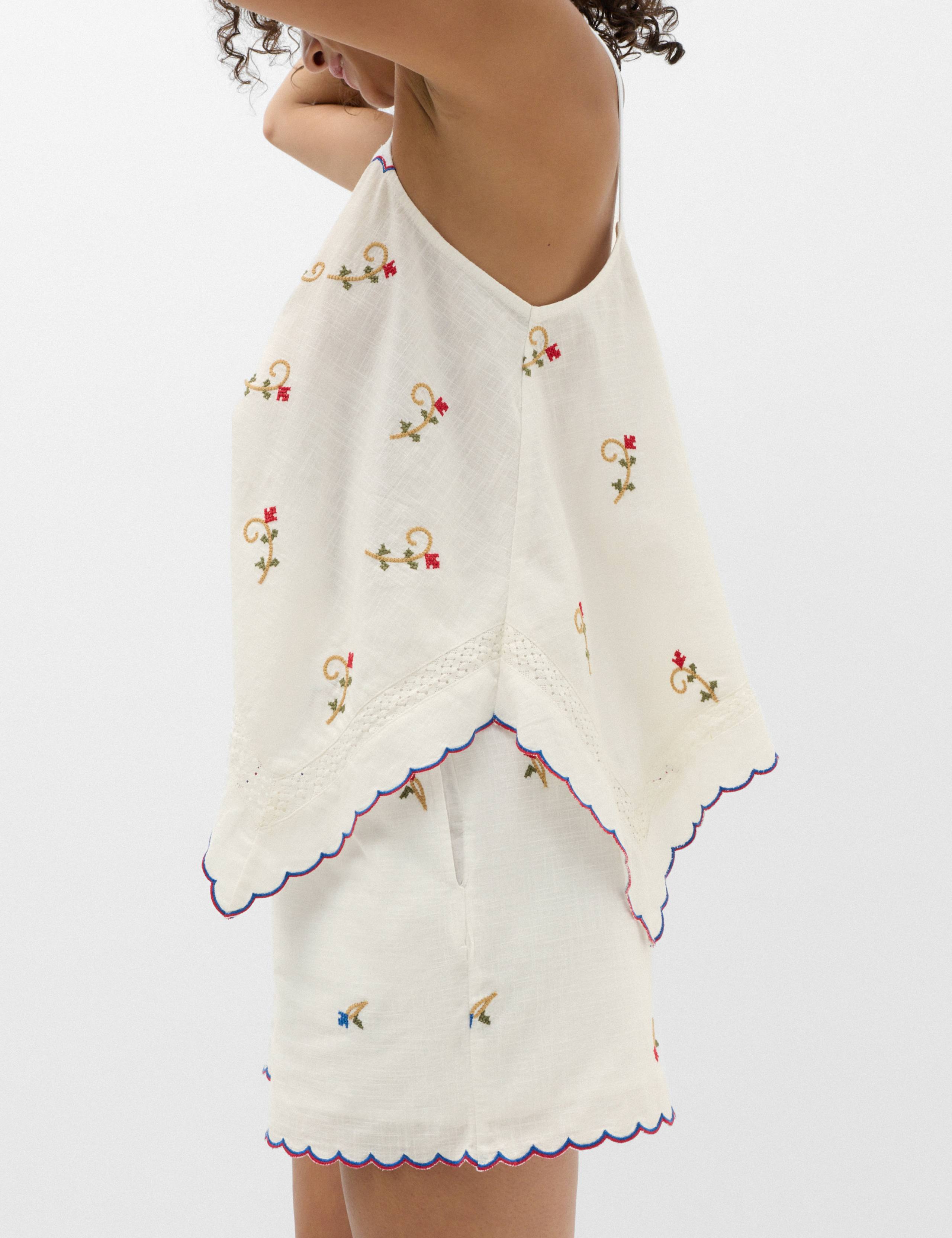 Pure Cotton Boho Embroidered Cami Top 6 of 7