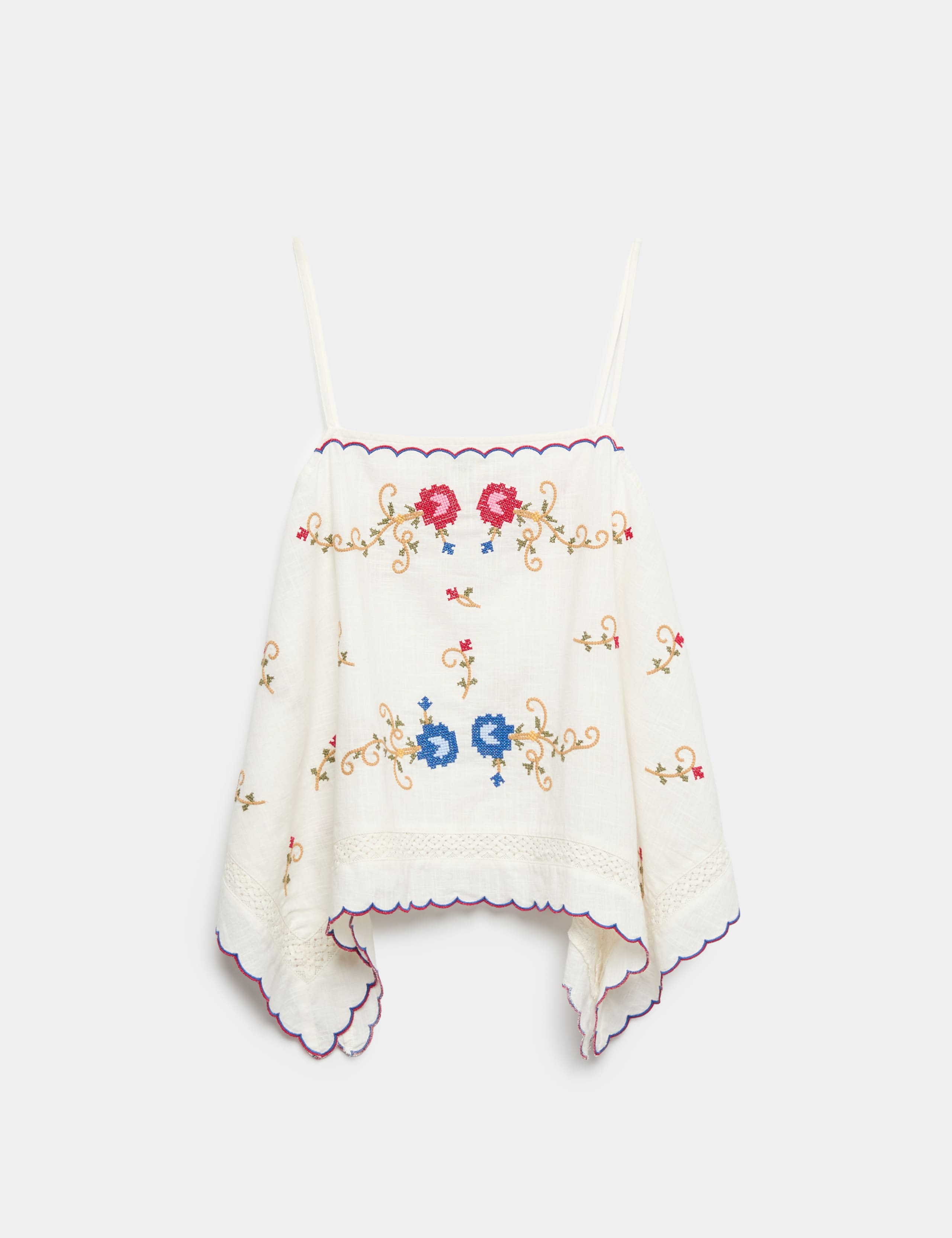 Pure Cotton Boho Embroidered Cami Top 2 of 7