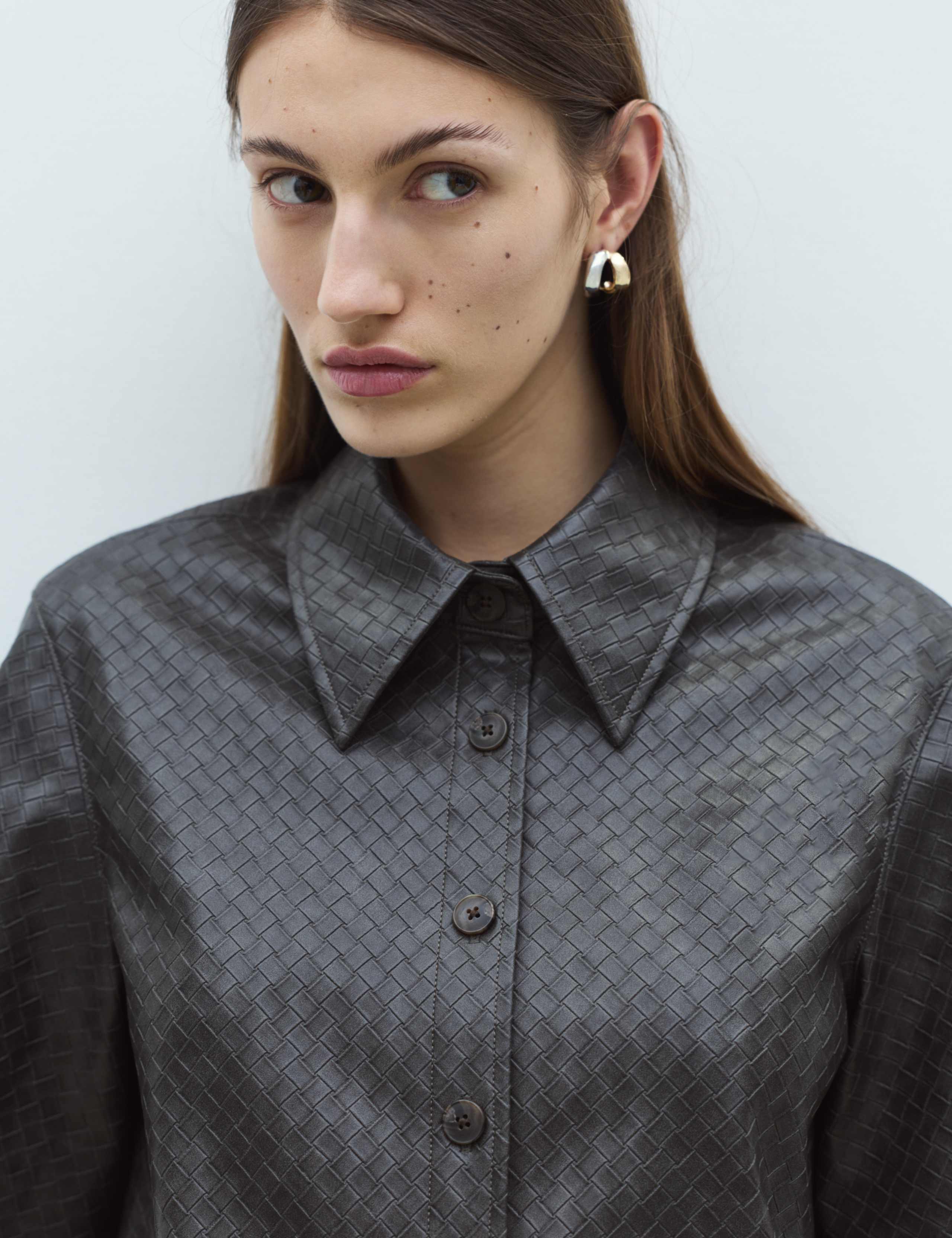 Faux Leather Woven Effect Shirt 3 of 6