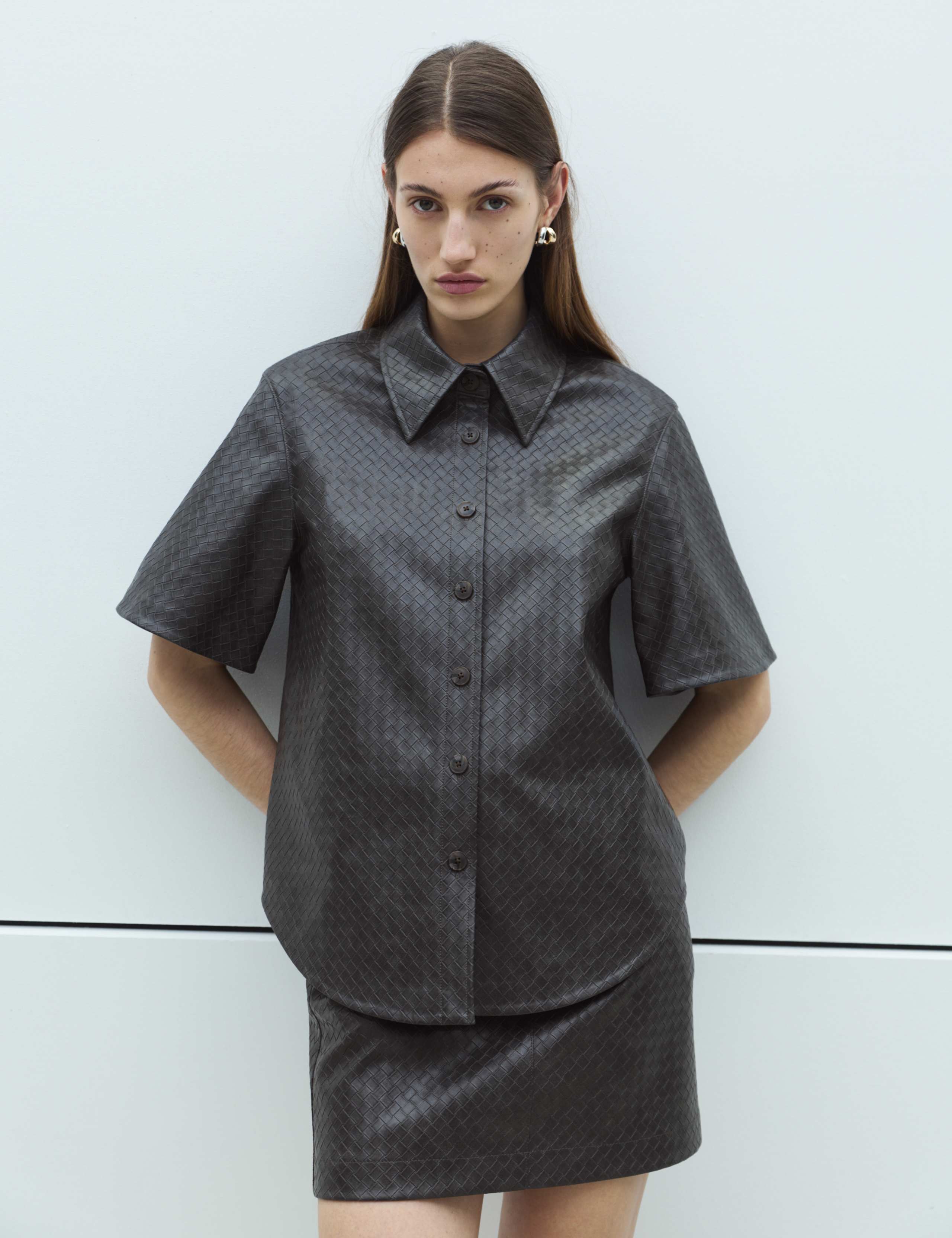 Faux Leather Woven Effect Shirt 4 of 6