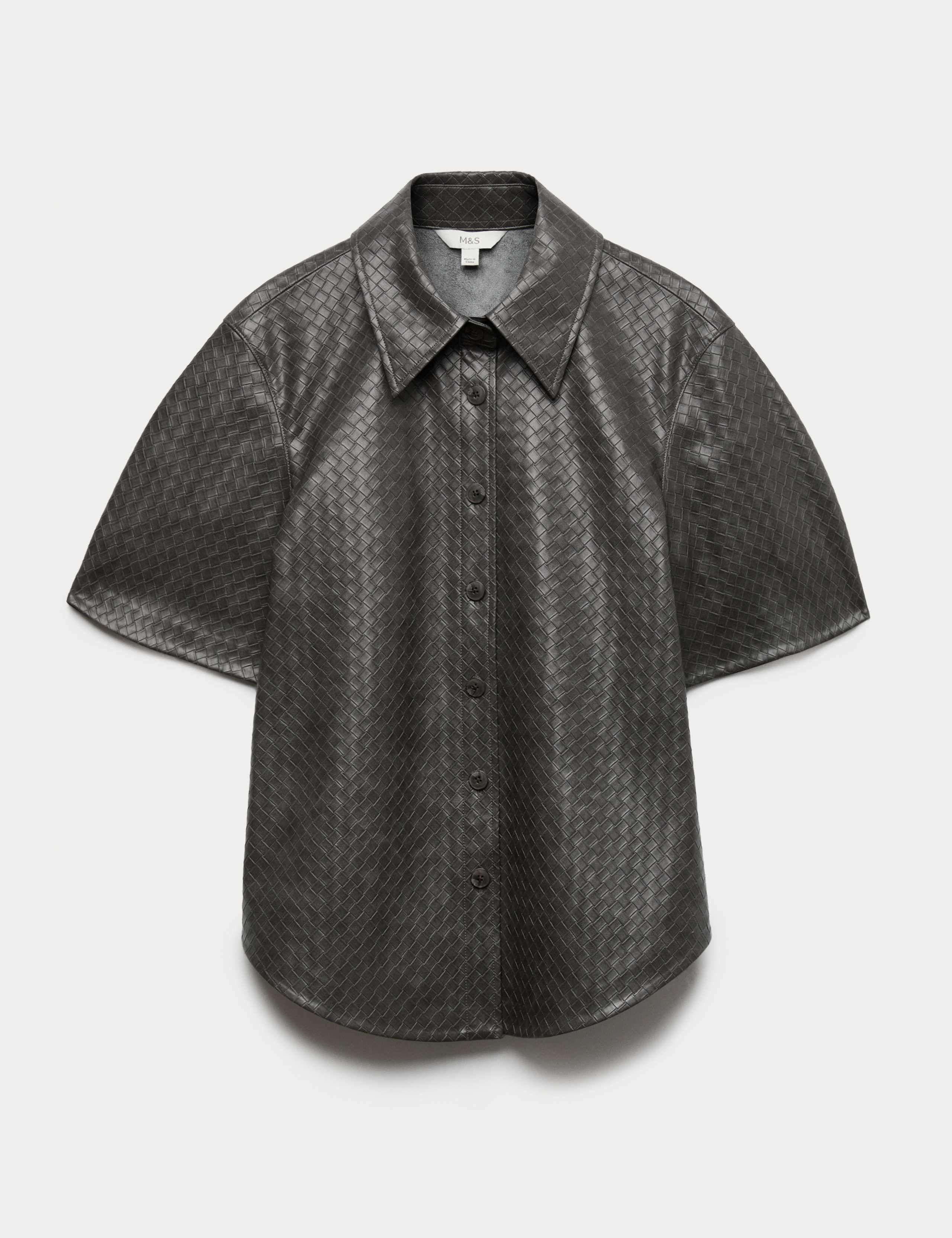 Faux Leather Woven Effect Shirt 2 of 6