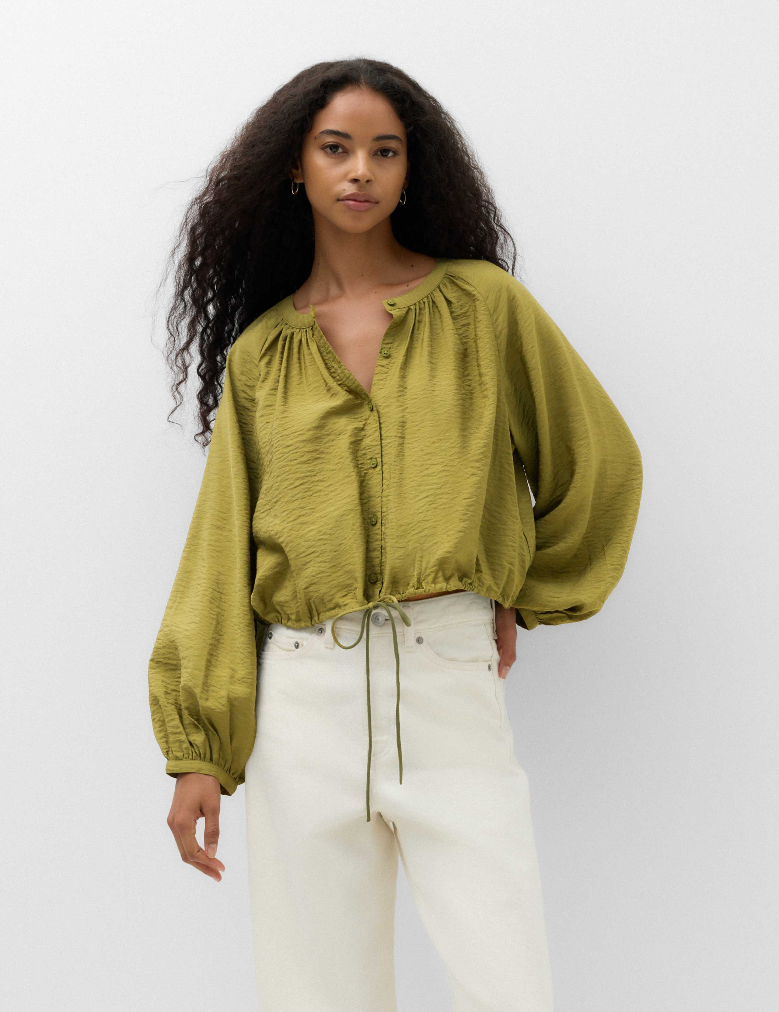 Drawstring Button Through Blouse 1 of 7