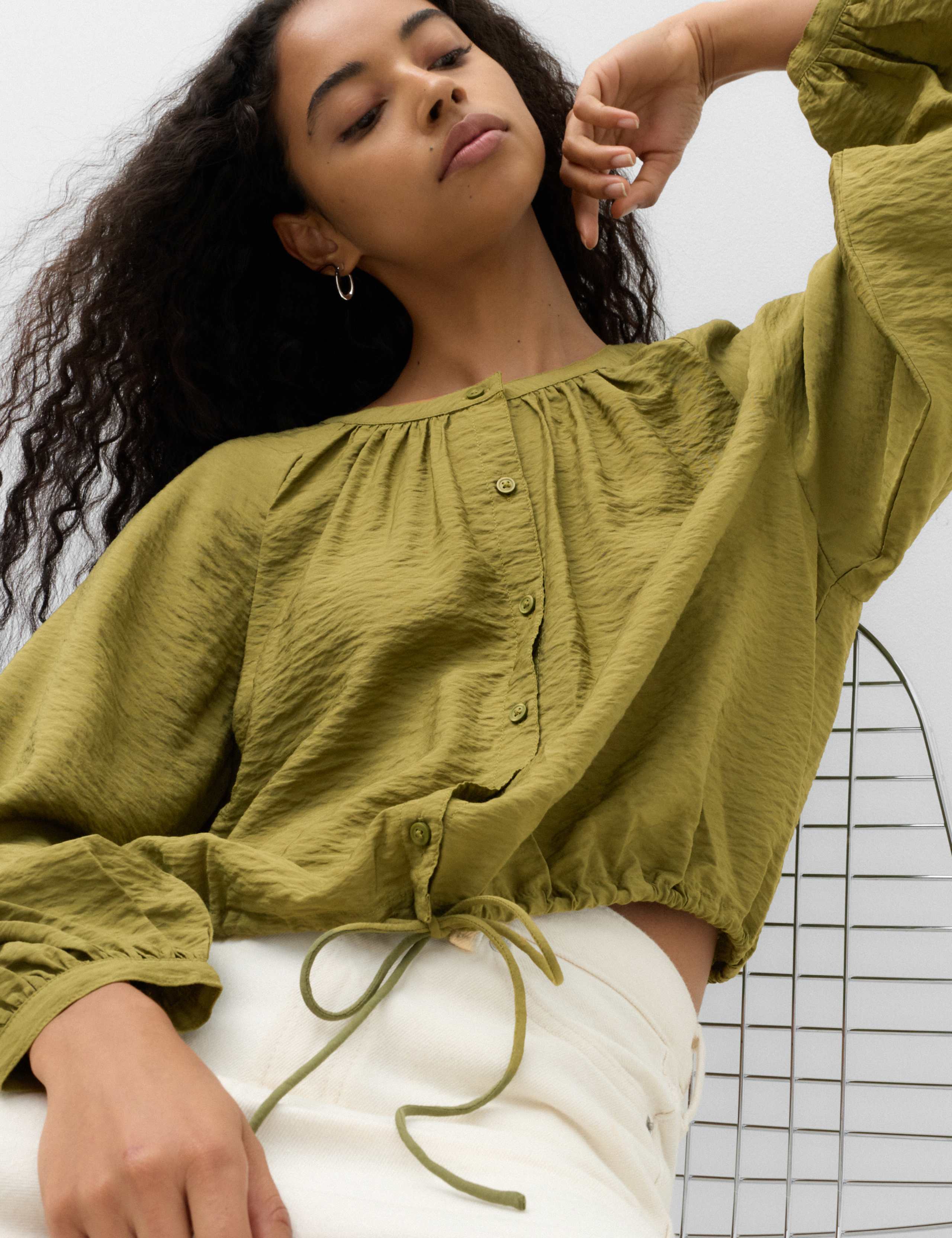Drawstring Button Through Blouse 7 of 7