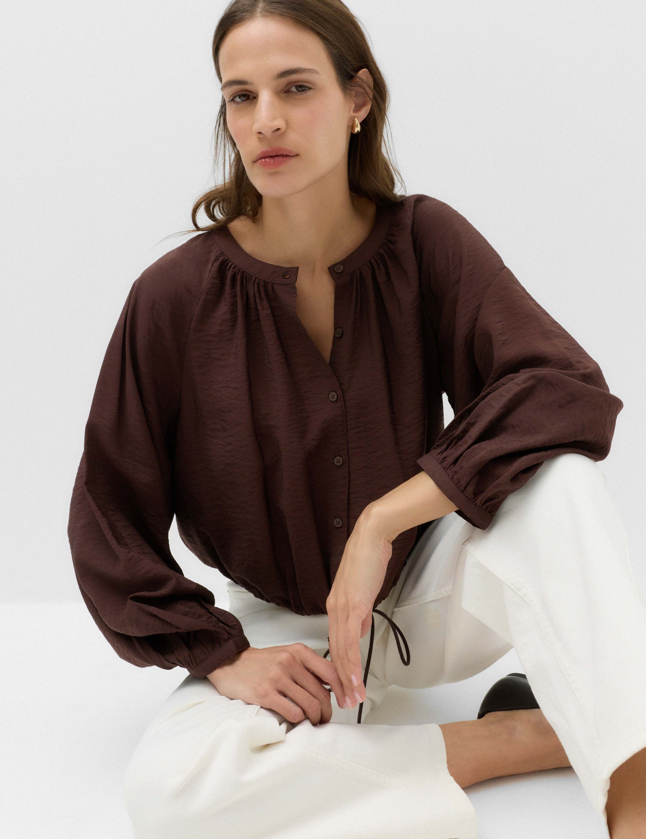 Drawstring Button Through Blouse 1 of 7