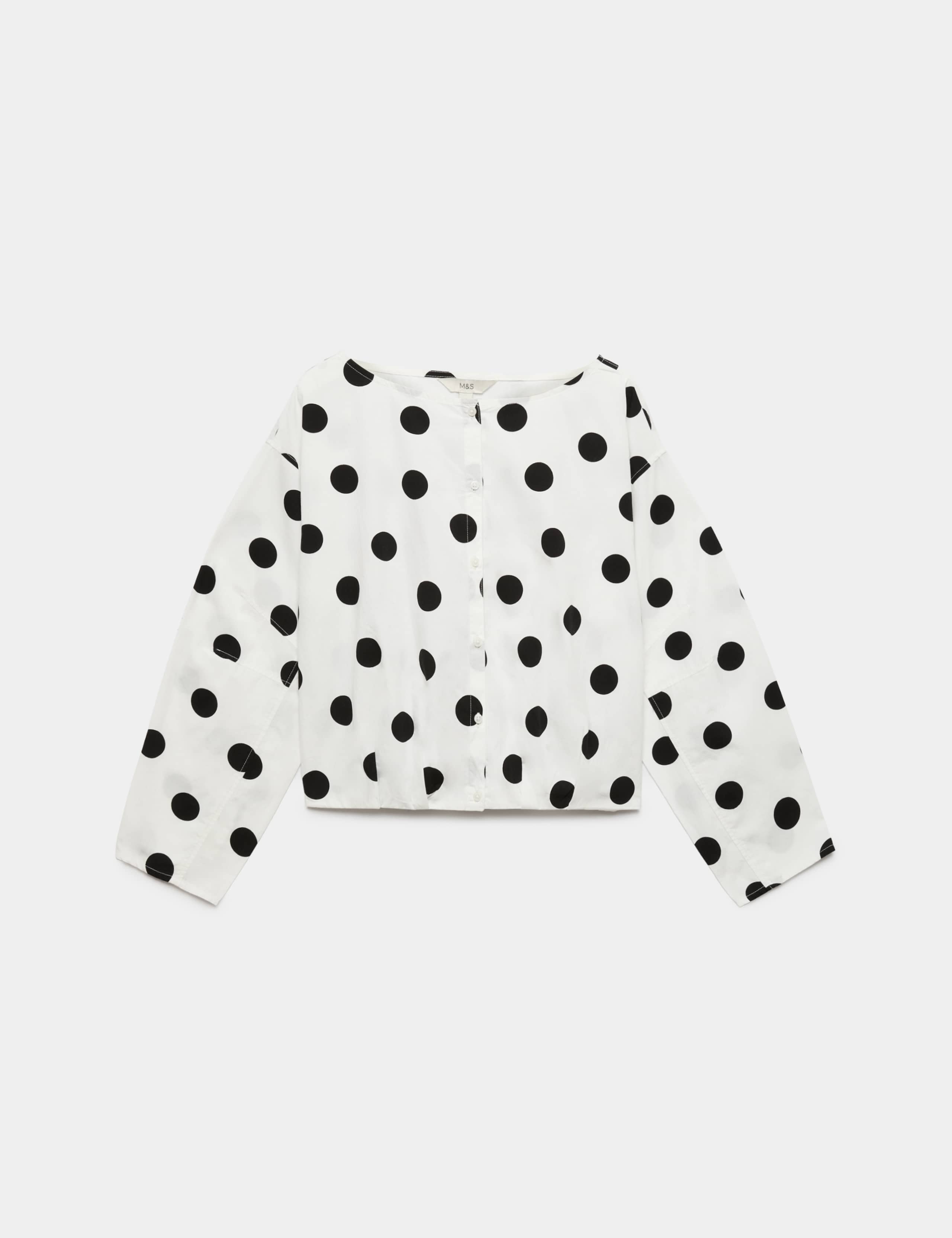 Pure Cotton Polka Dot Barrel Sleeve Blouse 2 of 5