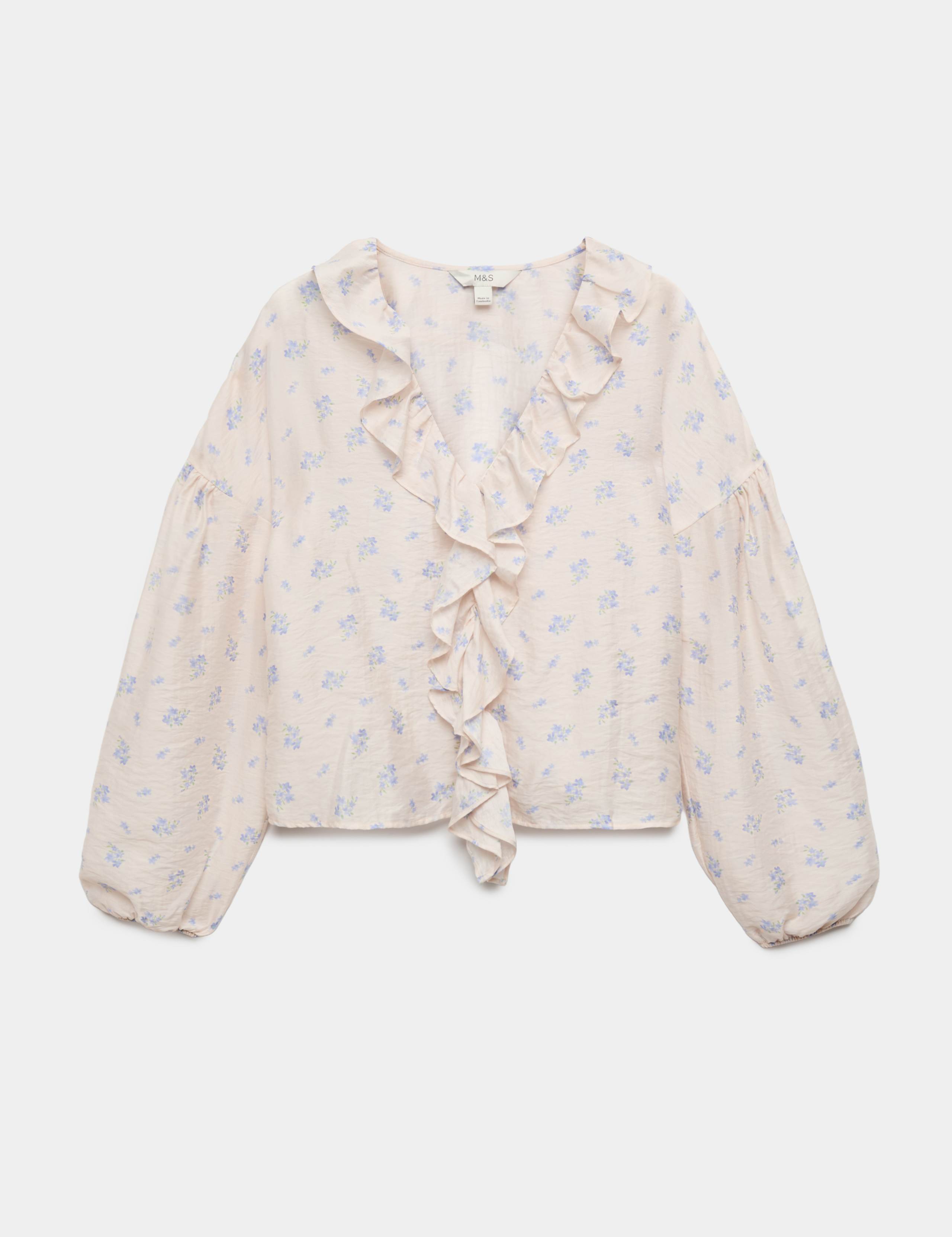 Lyocell Rich Floral Ruffle Detail Blouse 2 of 6